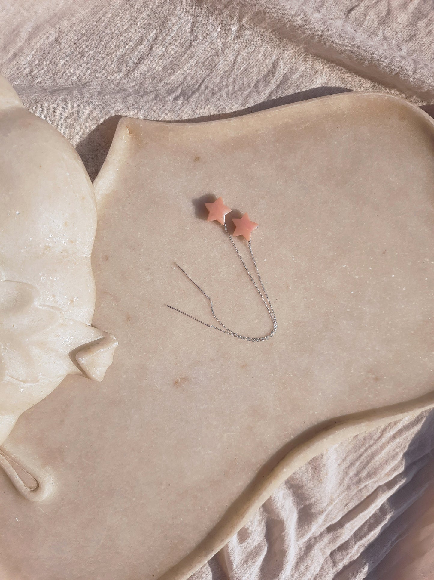 krsaa - Pink Opal Star Threader Earrings