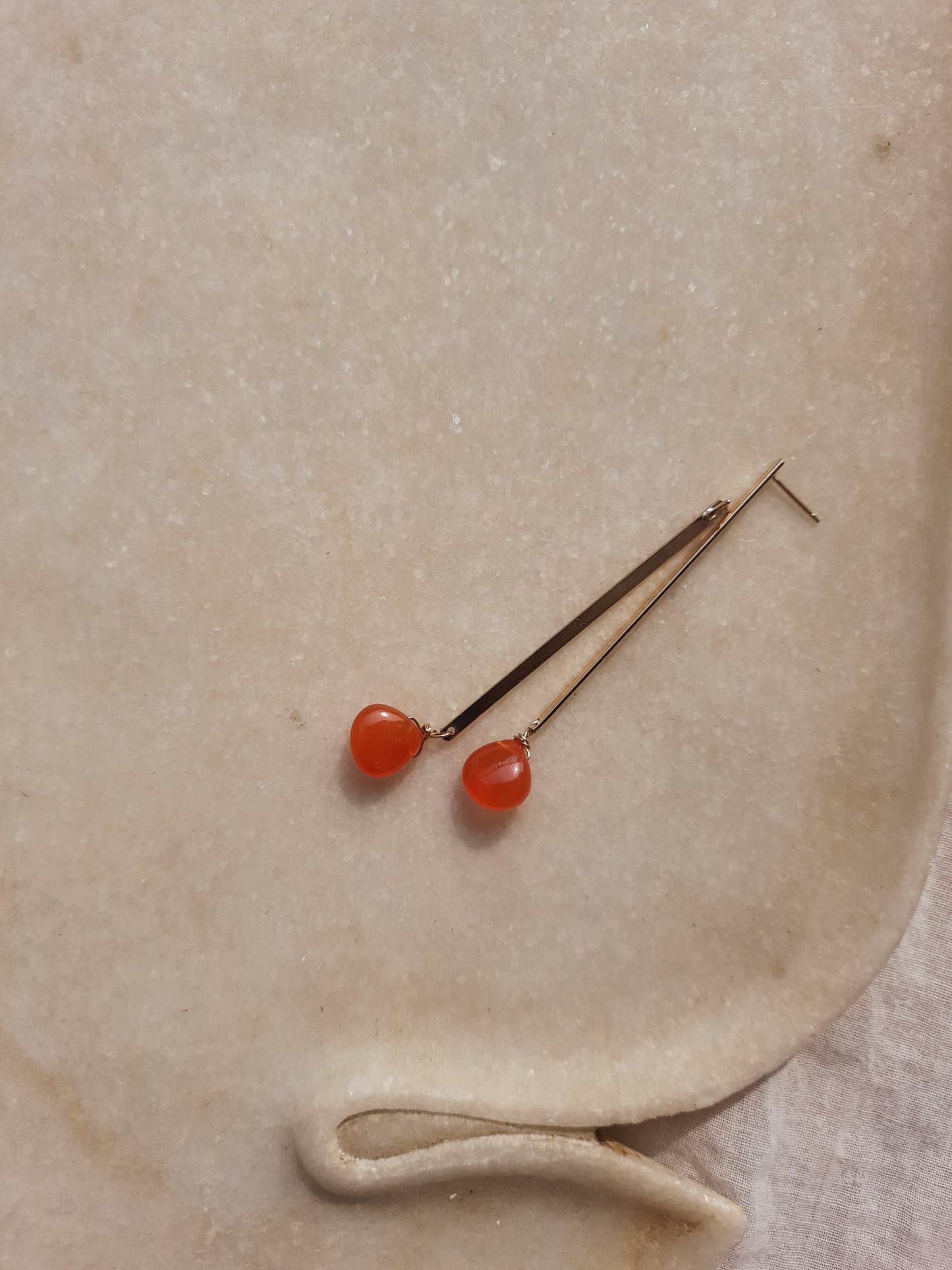 ekana - Carnelian Badamcha Stick Earrings