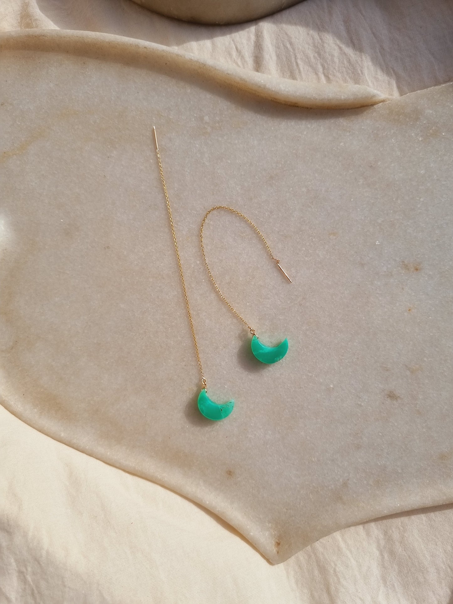 athaya - Chrysoprase Luna Earrings