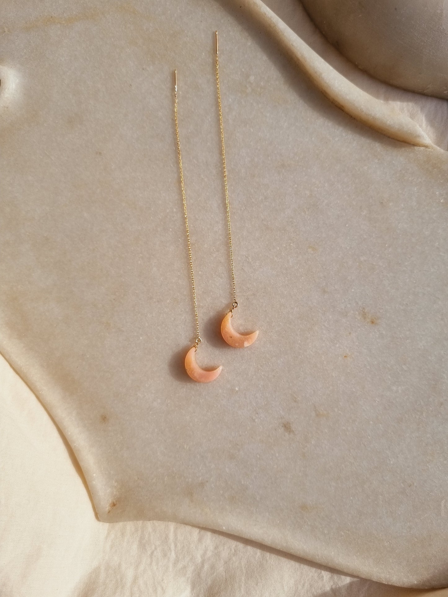 athaya - Pink Opal Luna Threader Earrings