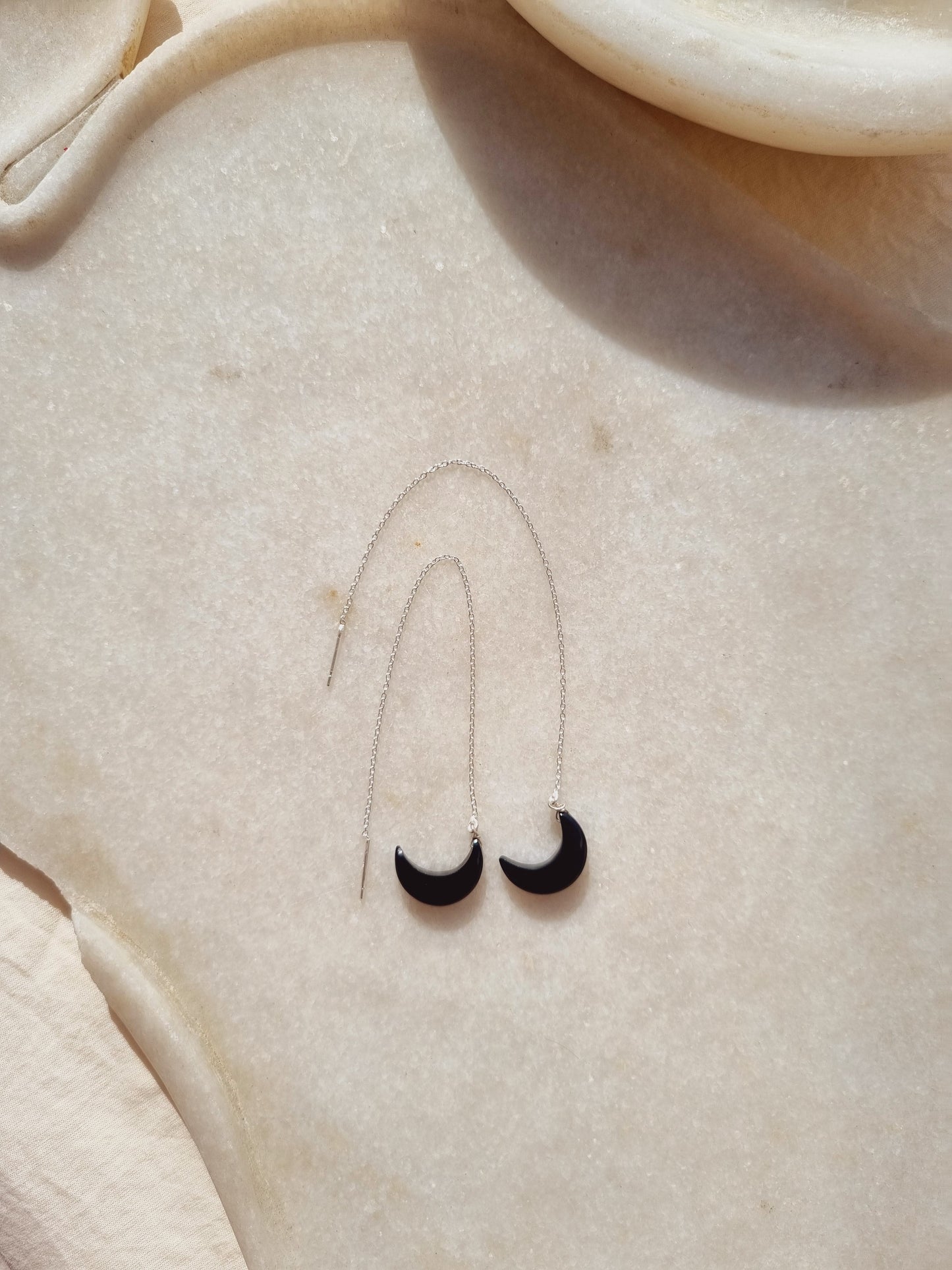 athaya - Black Onyx Luna Threader Earrings