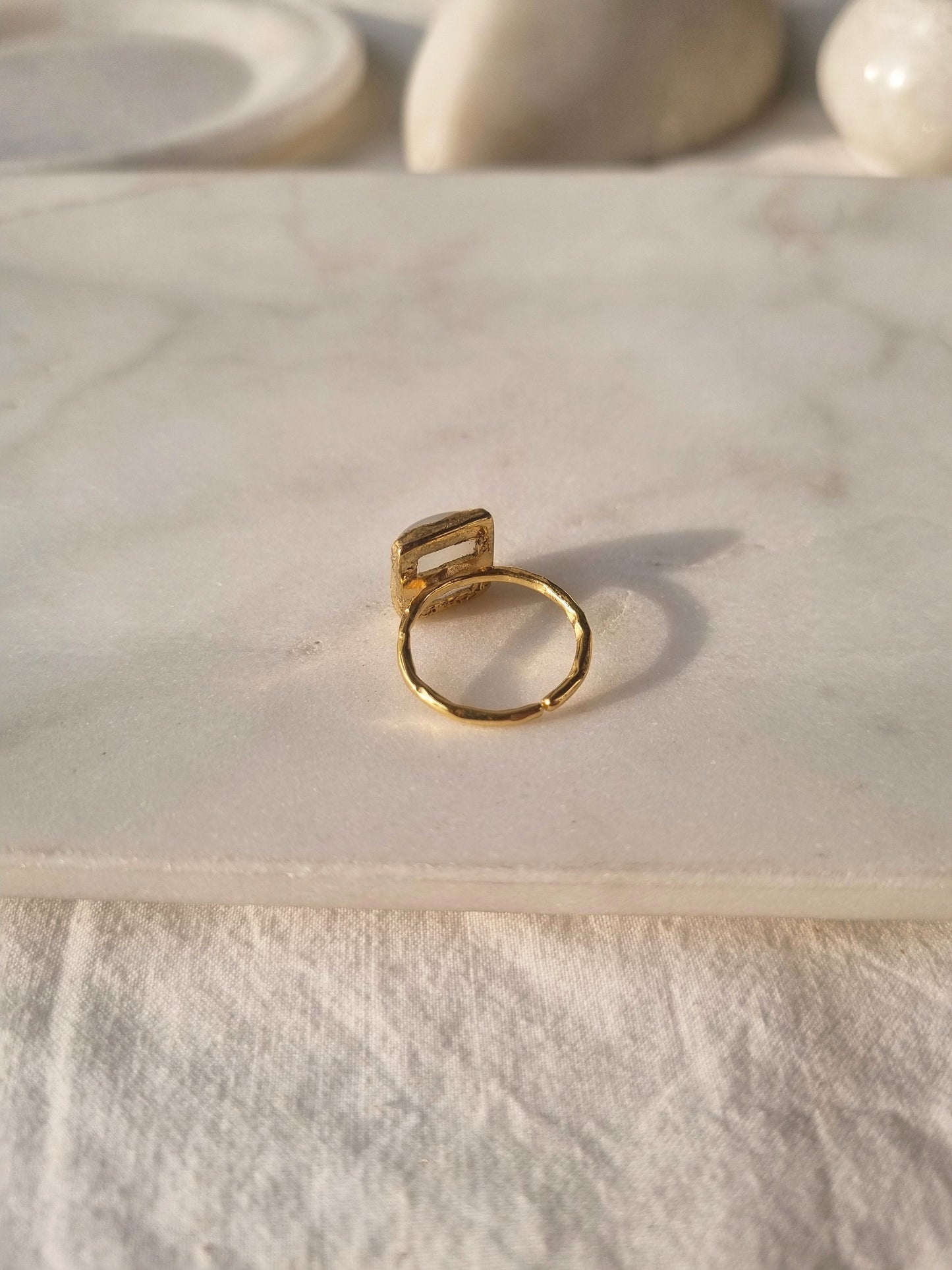 vasa - White Moonstone Helix Ring