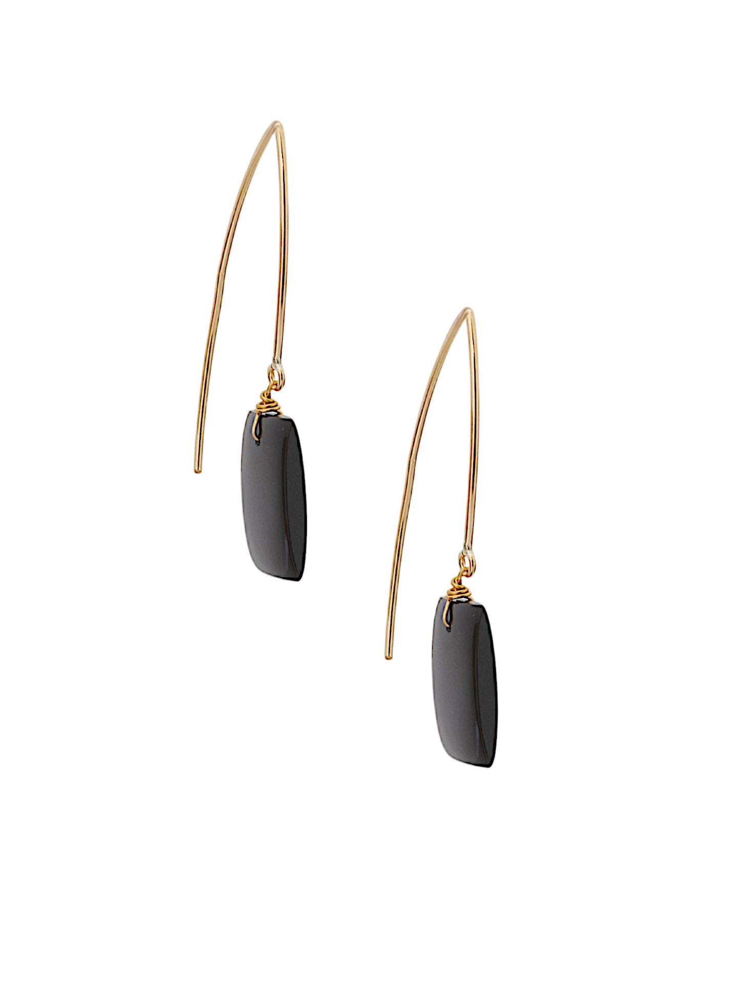 karames - Black Onyx Rectangle Marquise Earwire
