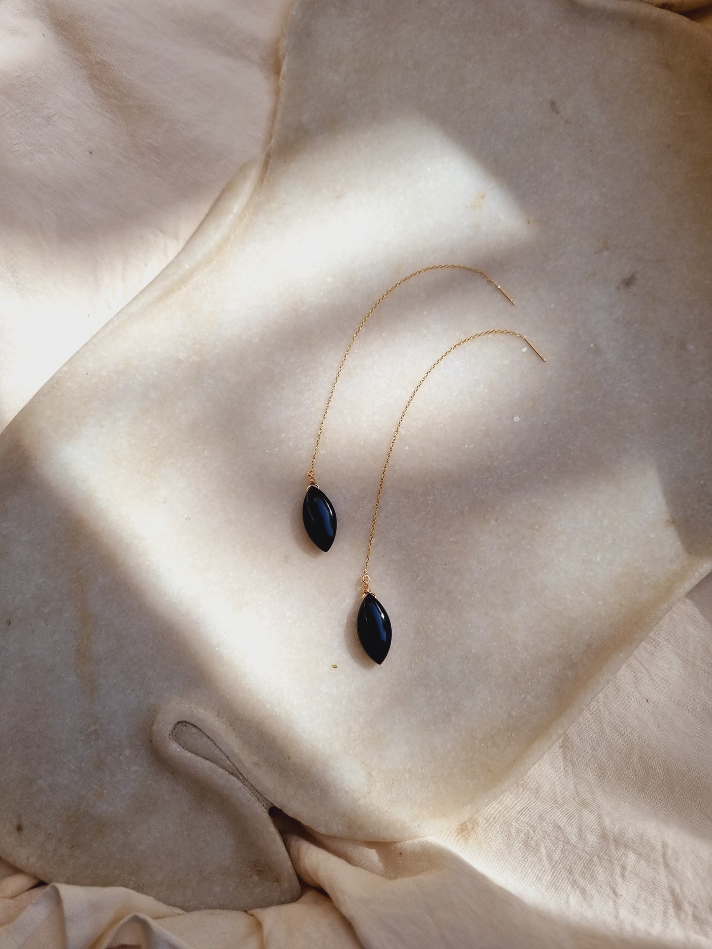 riyate - Black Onyx Marquise Threader Earrings