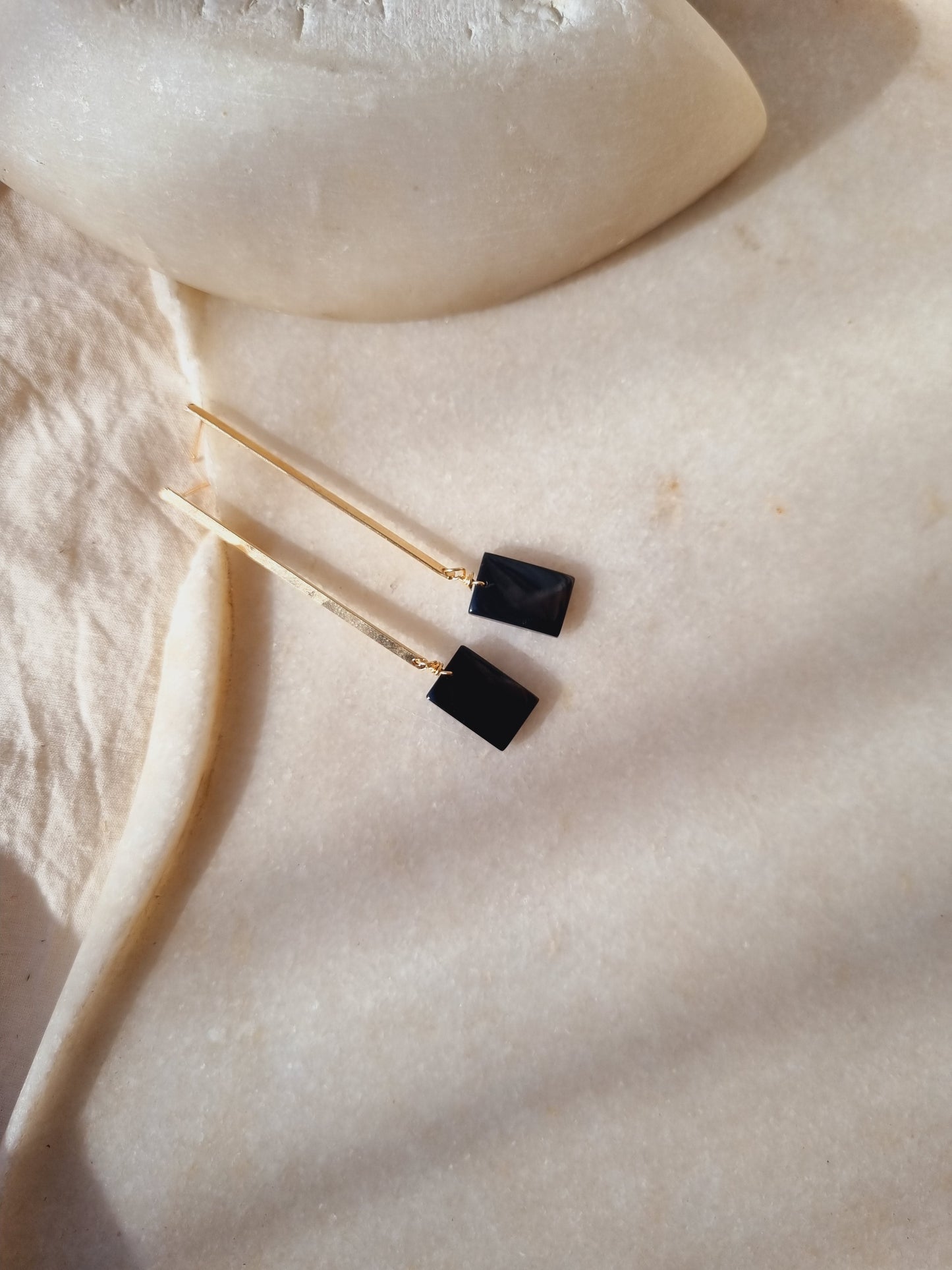 aryaa - Black Onyx Stick Earrings