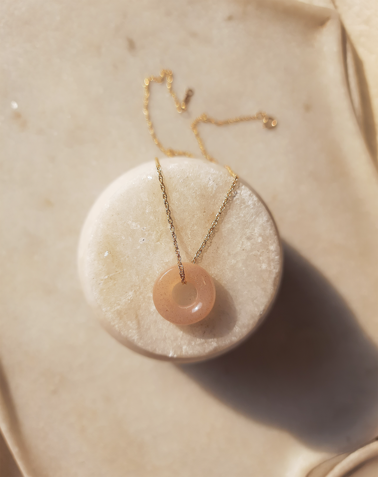 svan - Peach Moonstone Donut Pendant