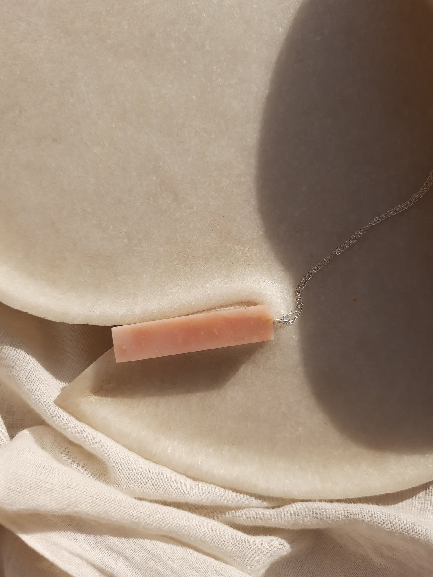 ayatah - Pink Opal Long Bar Pendant