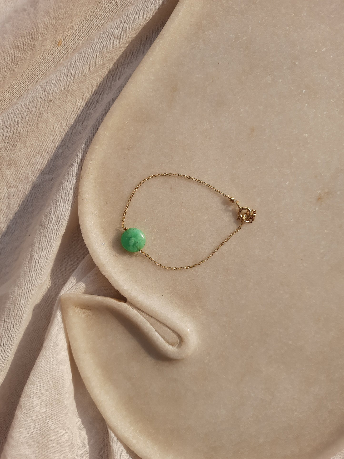 matsya - Chrysoprase Round charm Bracelet