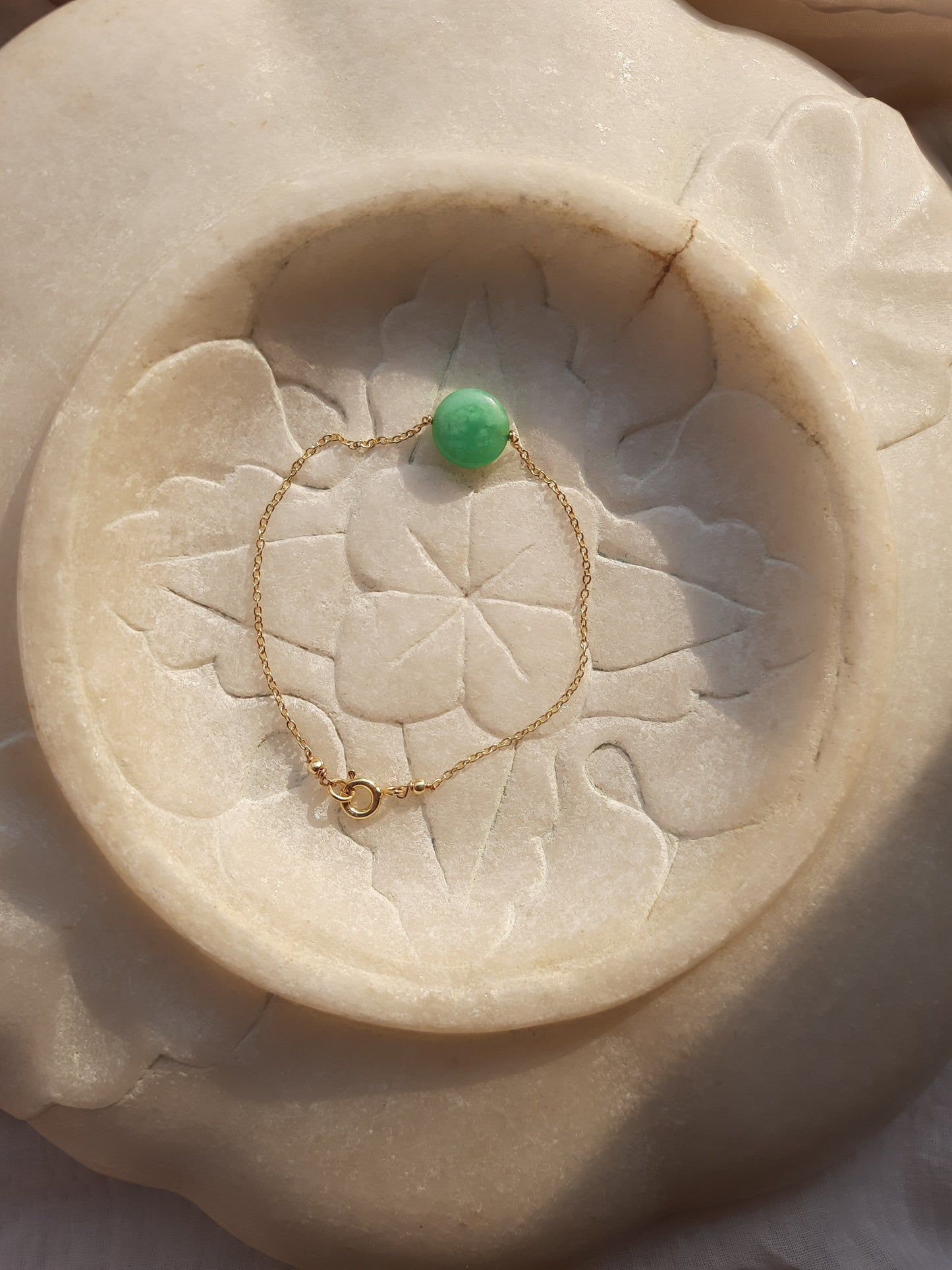 matsya - Chrysoprase Round charm Bracelet