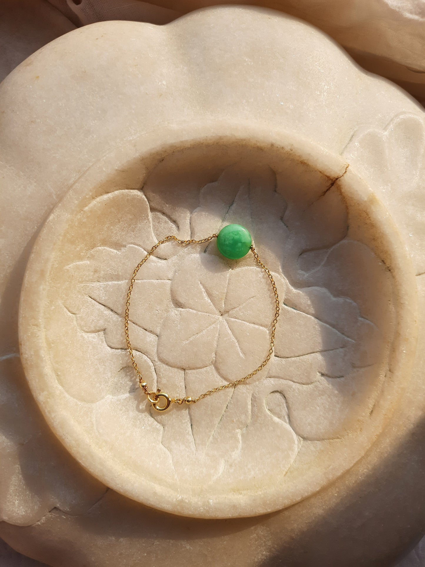 matsya - Chrysoprase Round charm Bracelet