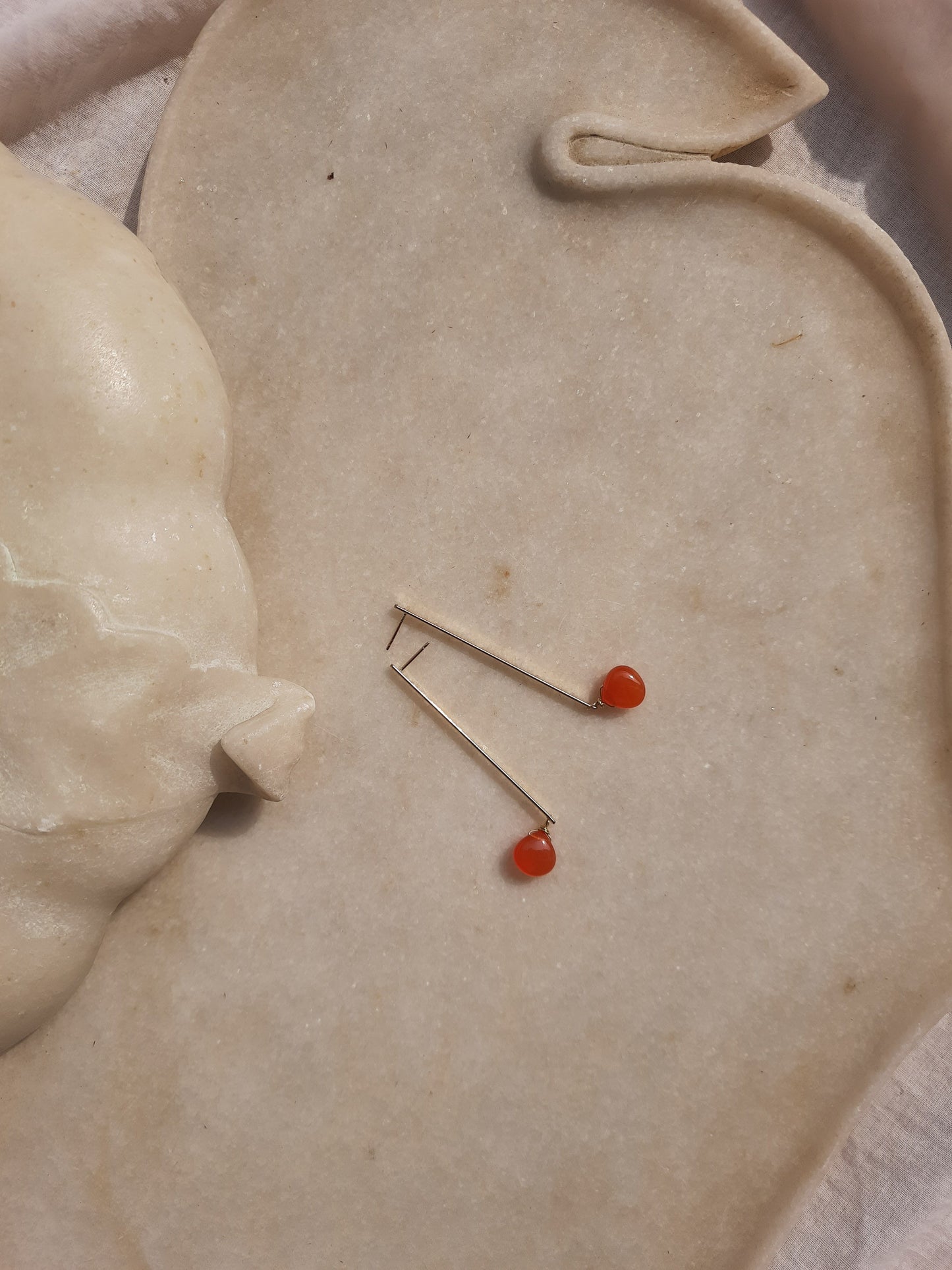 ekana - Carnelian Badamcha Stick Earrings