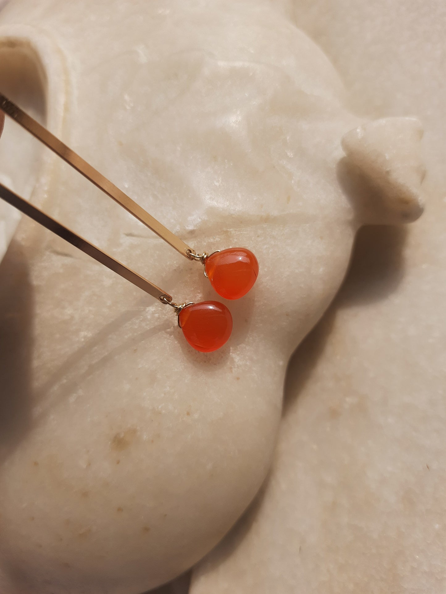 ekana - Carnelian Badamcha Stick Earrings