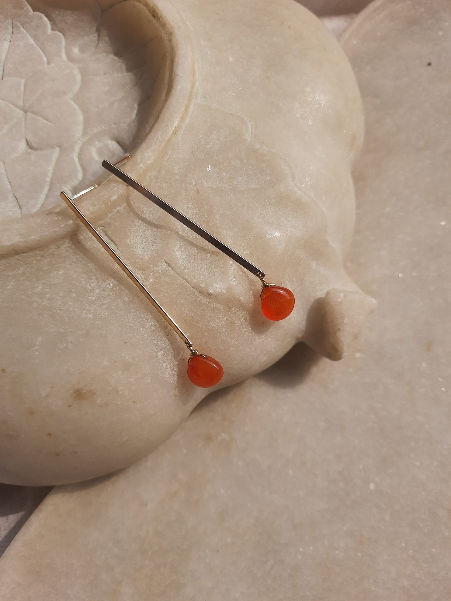 ekana - Carnelian Badamcha Stick Earrings