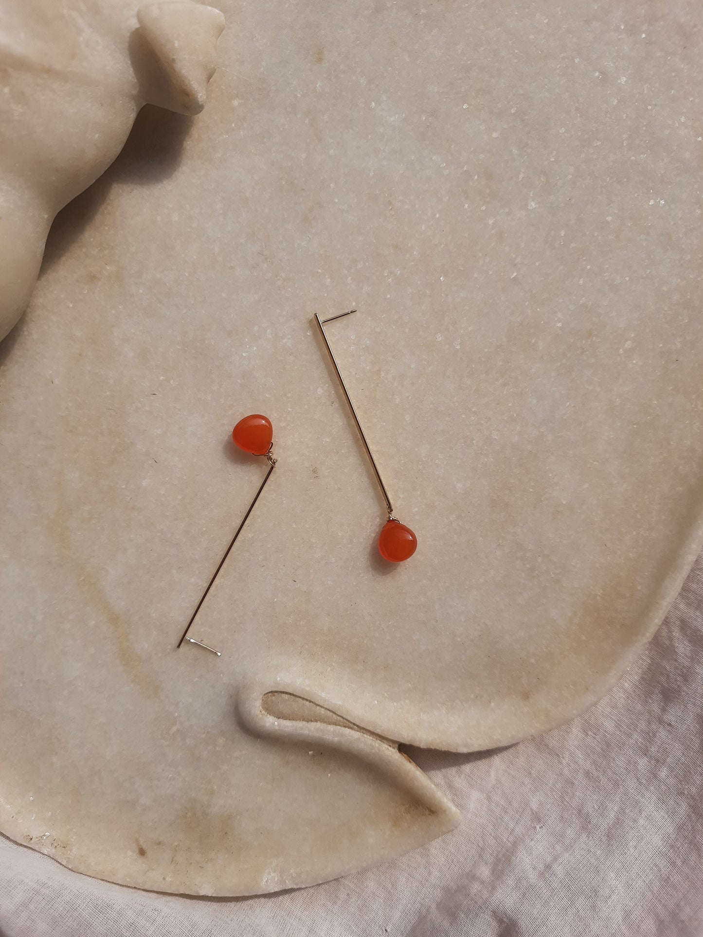 ekana - Carnelian Badamcha Stick Earrings