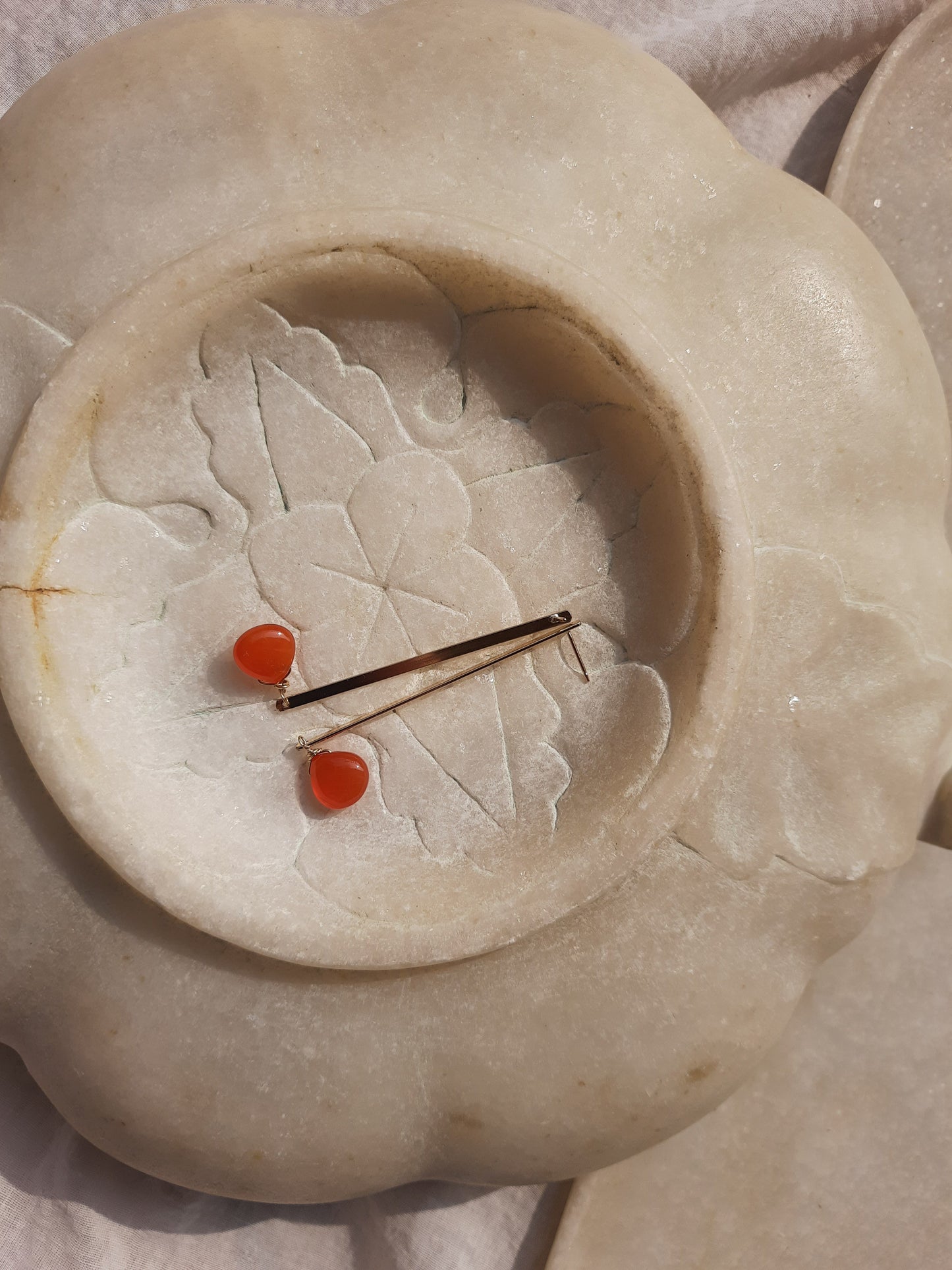 ekana - Carnelian Badamcha Stick Earrings