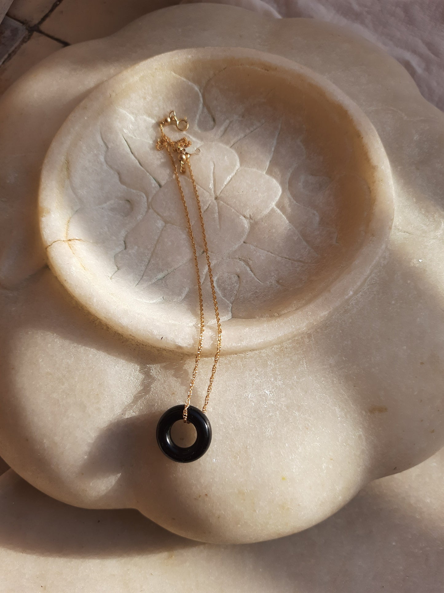 svan - Black Onyx Donut Pendant