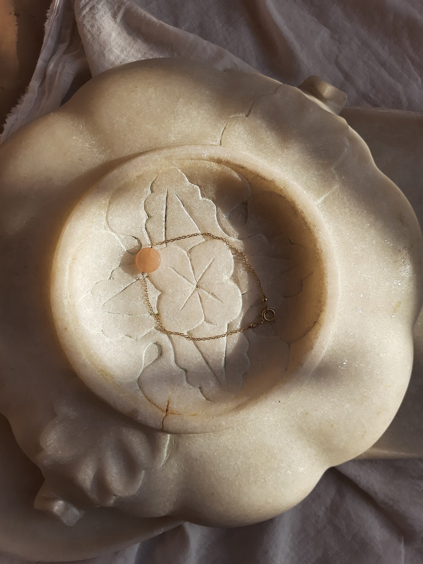 matsya - Peach Moonstone Round Bracelet