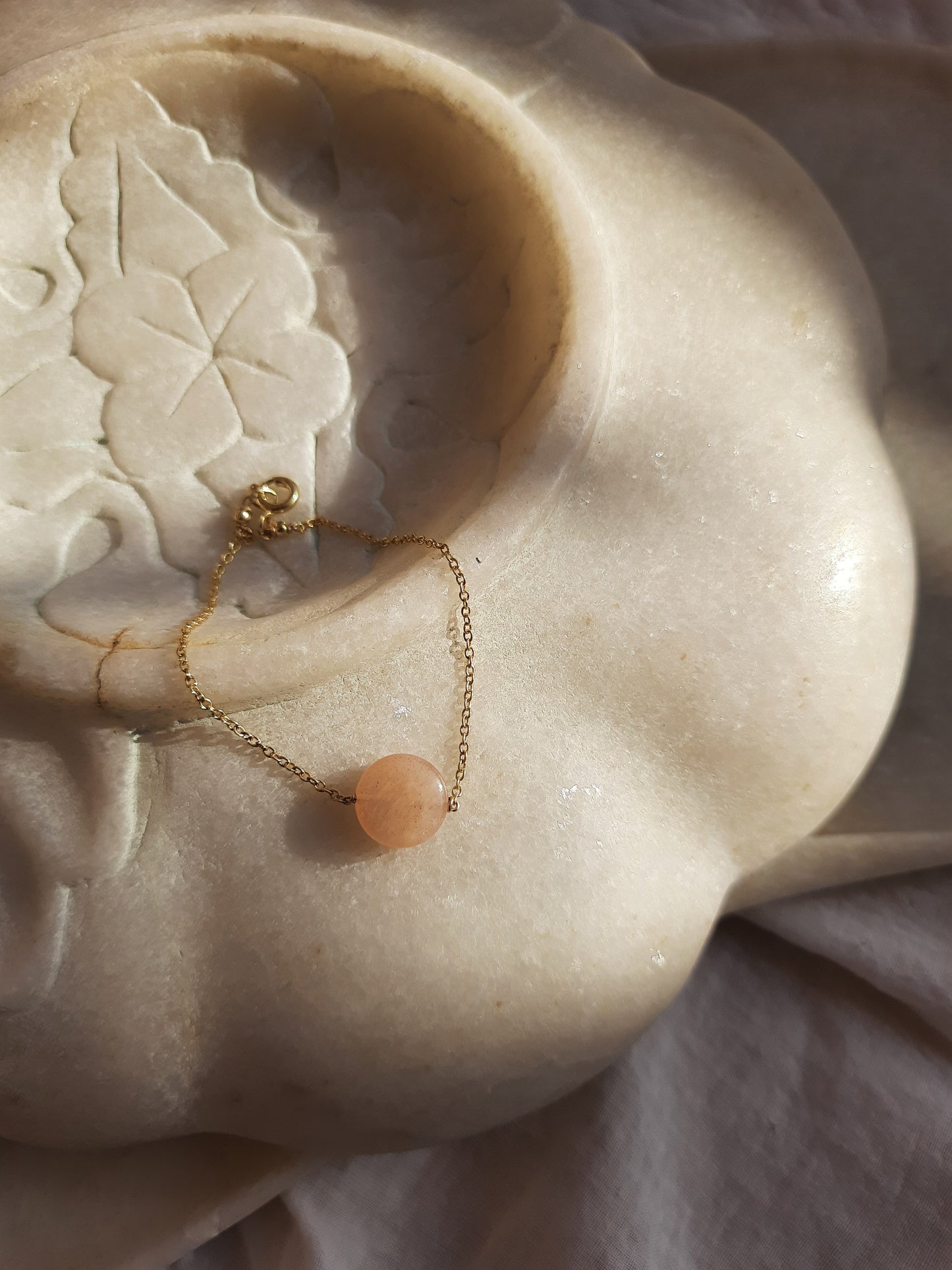 matsya - Peach Moonstone Round Bracelet