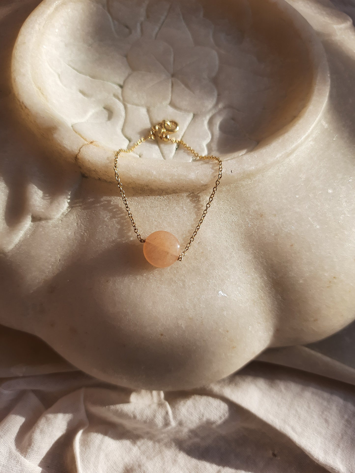 matsya - Peach Moonstone Round Bracelet
