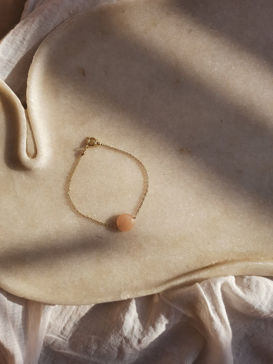 matsya - Peach Moonstone Round Bracelet