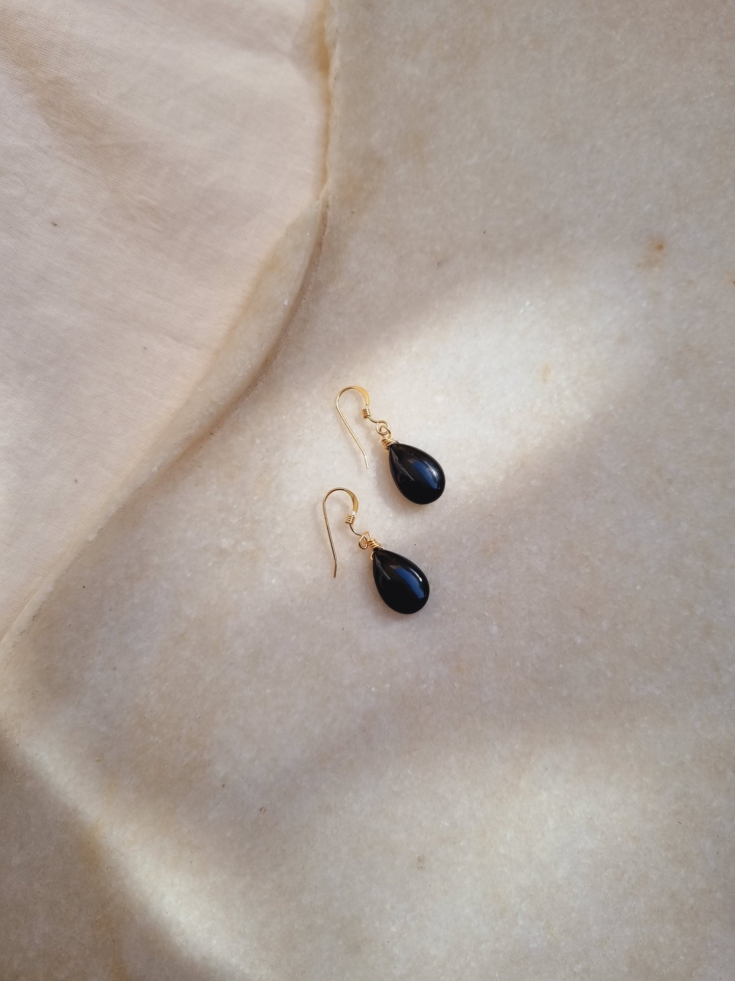 idam - Black Onyx Almond Drop Earrings