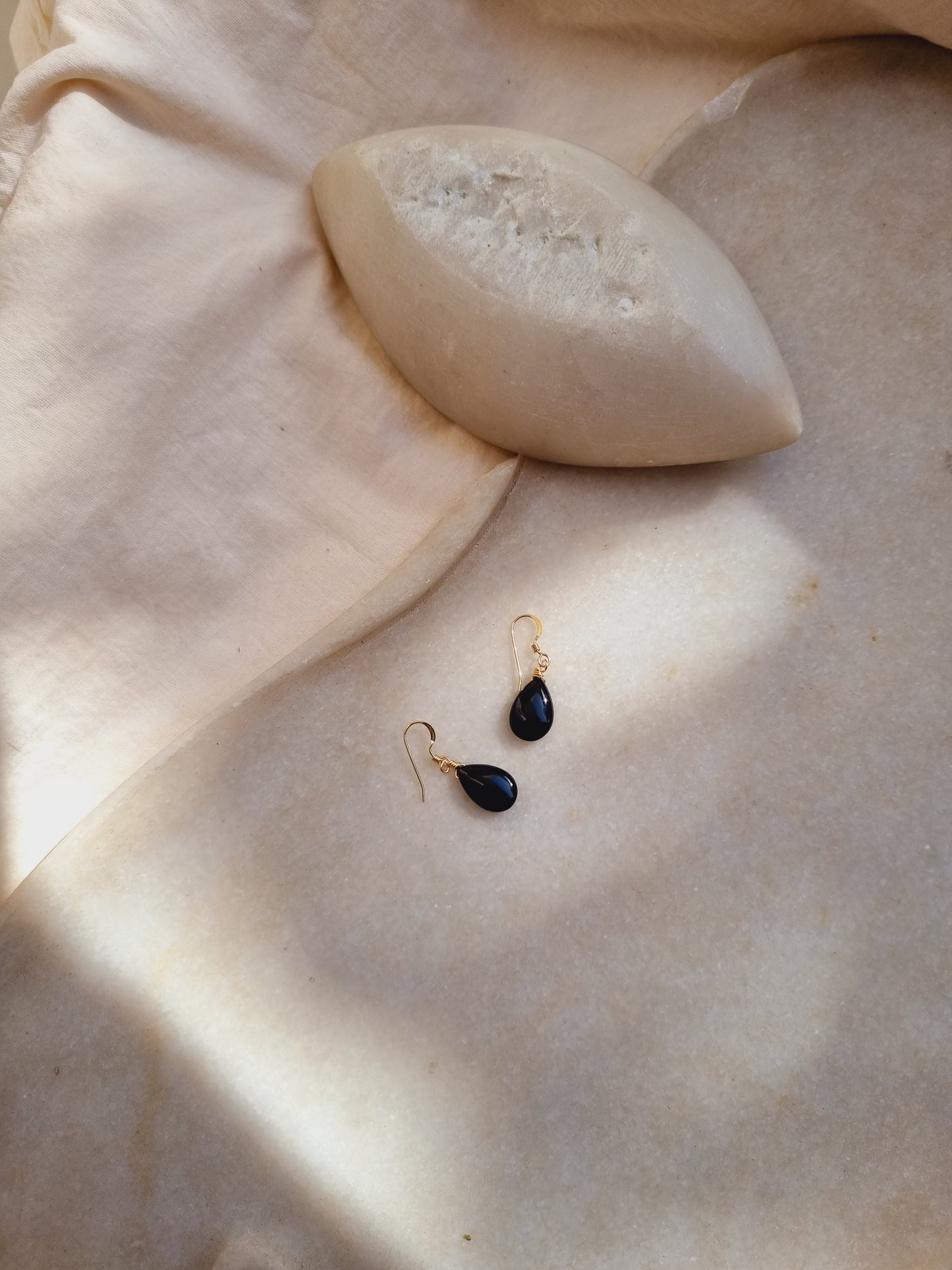 idam - Black Onyx Almond Drop Earrings