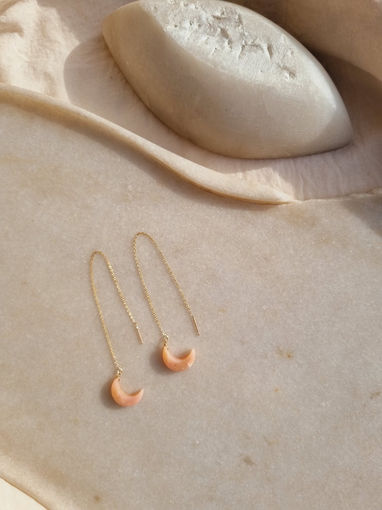 athaya - Pink Opal Luna Threader Earrings