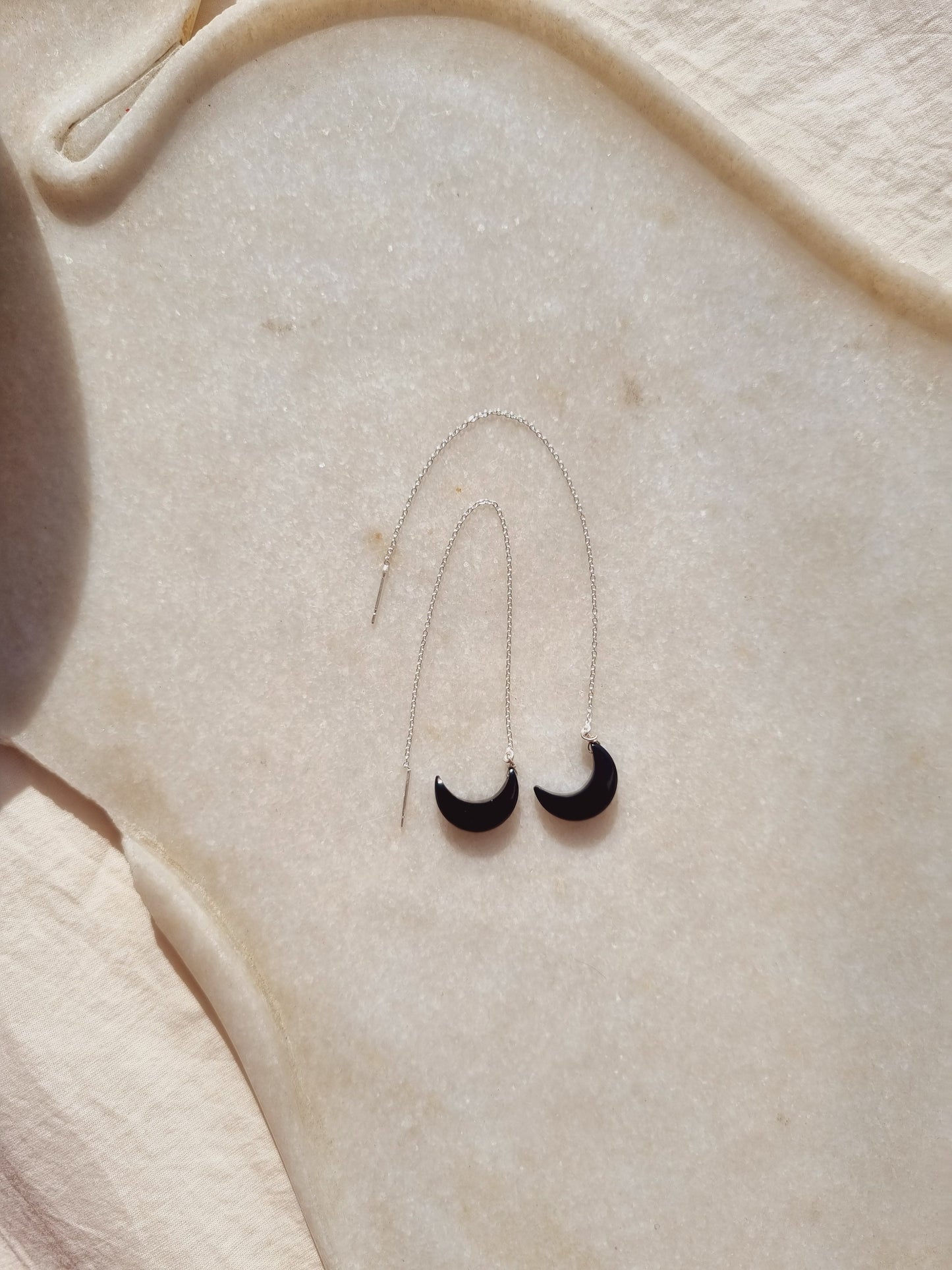 athaya - Black Onyx Luna Threader Earrings