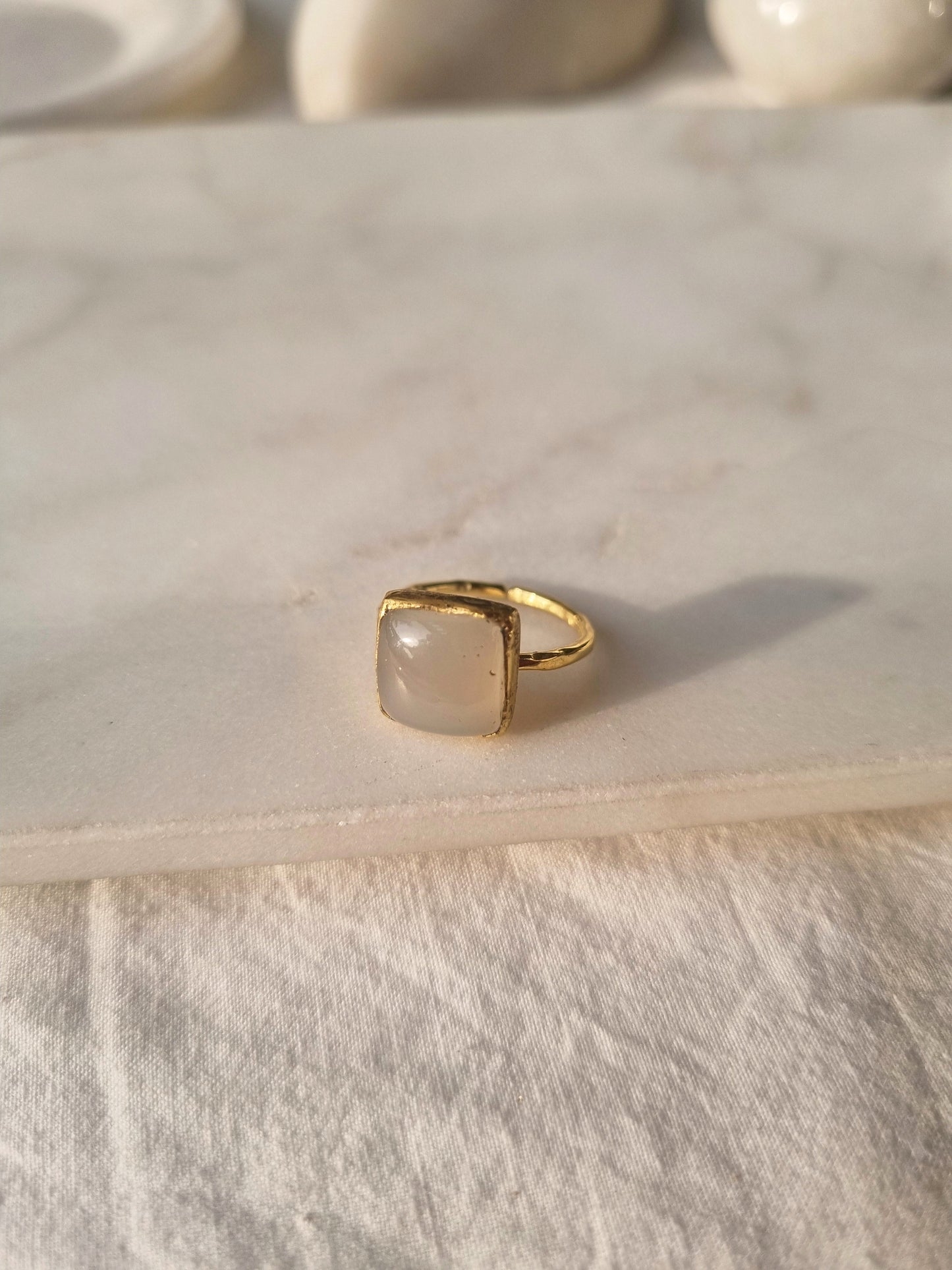 vasa - White Moonstone Helix Ring