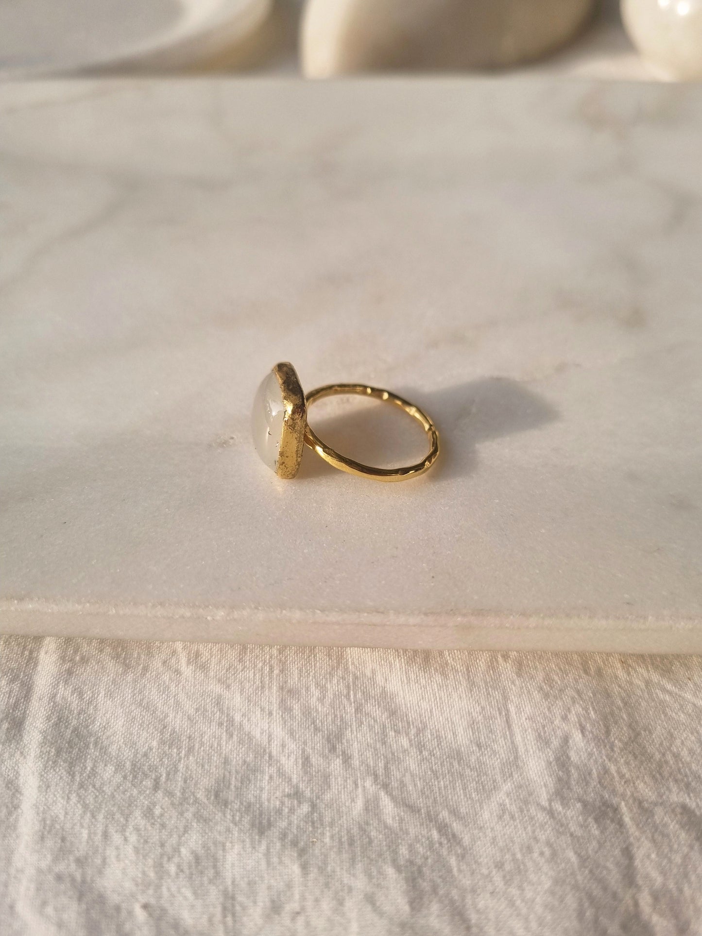 vasa - White Moonstone Helix Ring