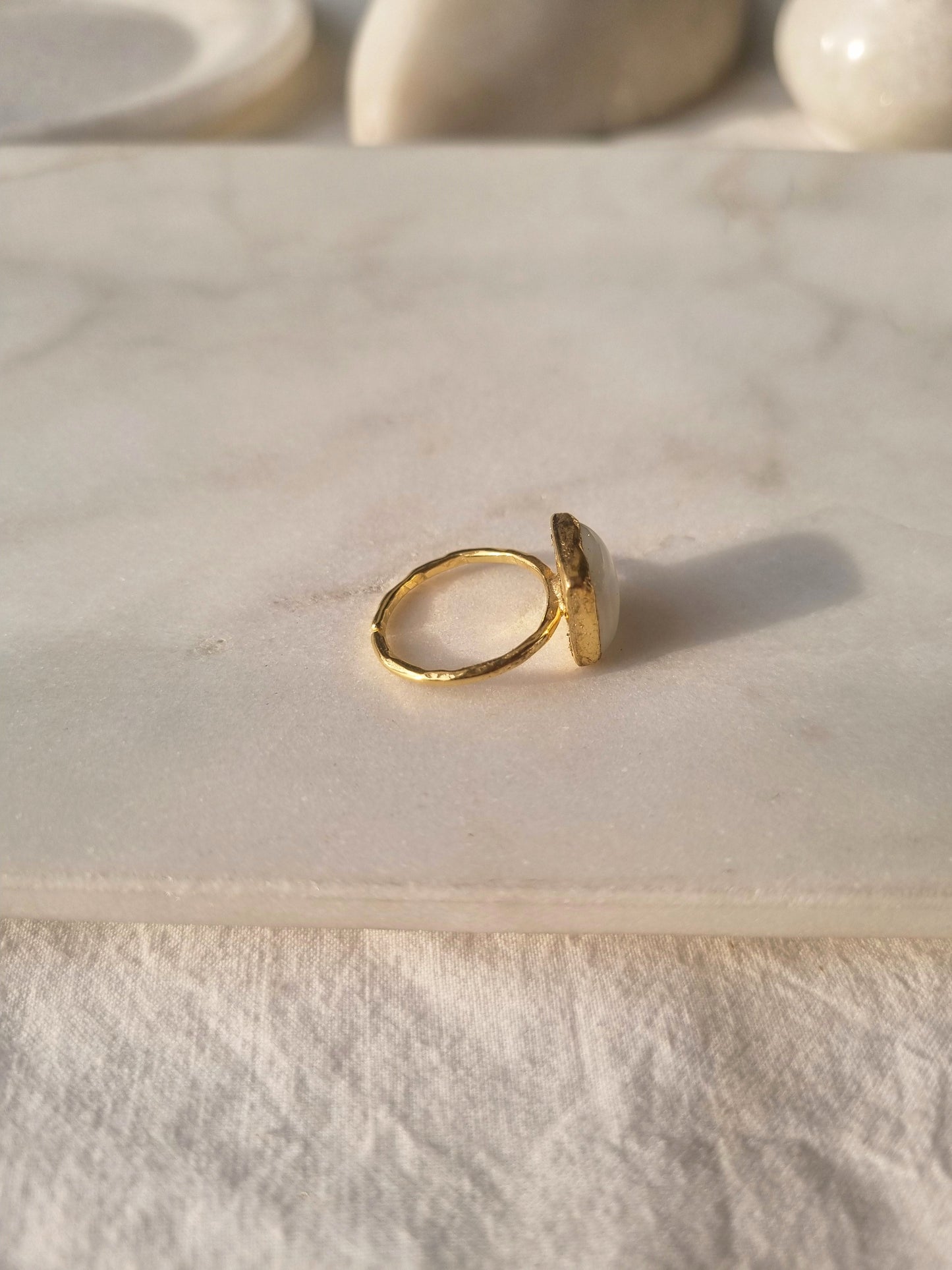 vasa - White Moonstone Helix Ring