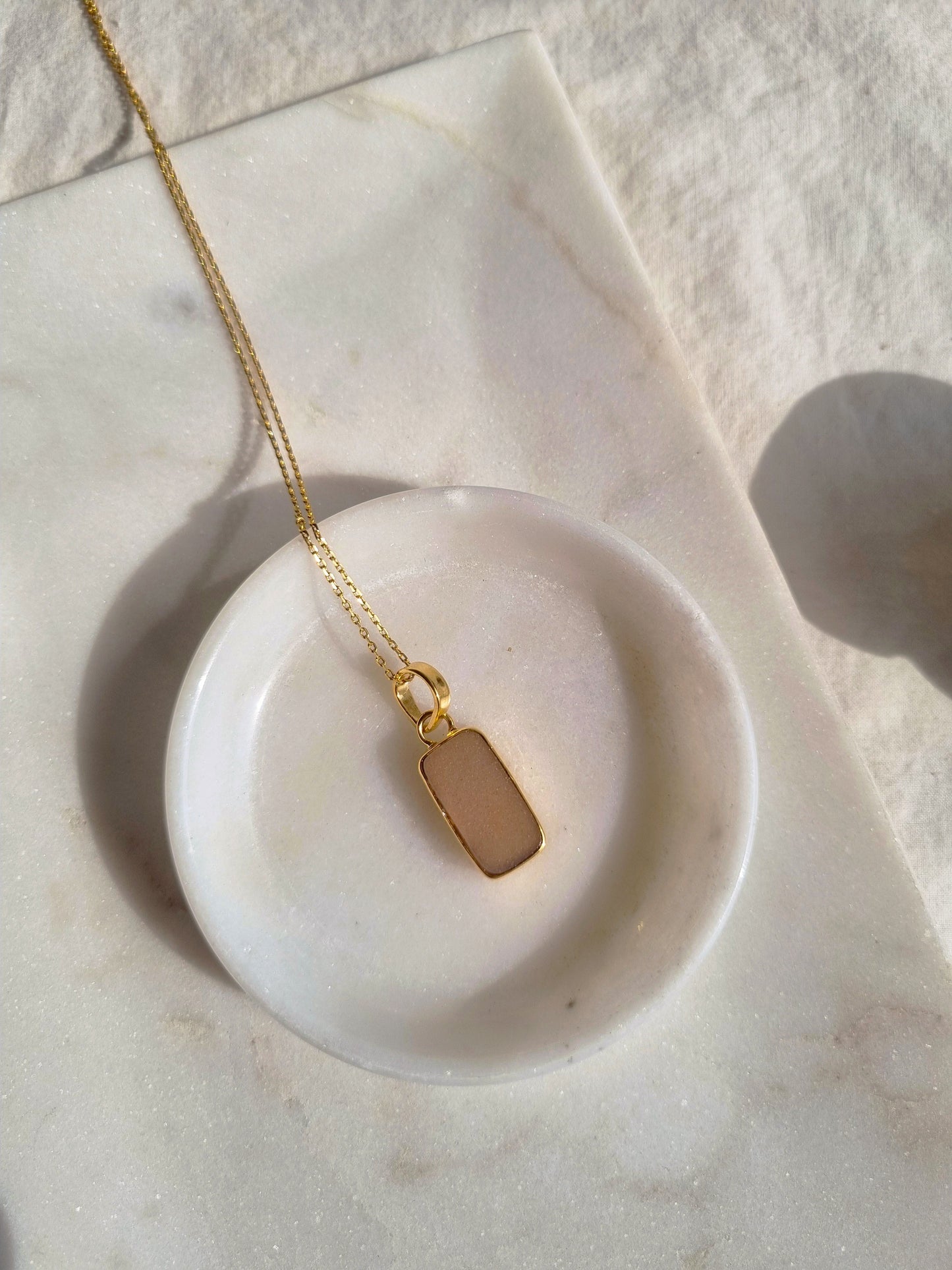 boxy - Peach Moonstone Pendant