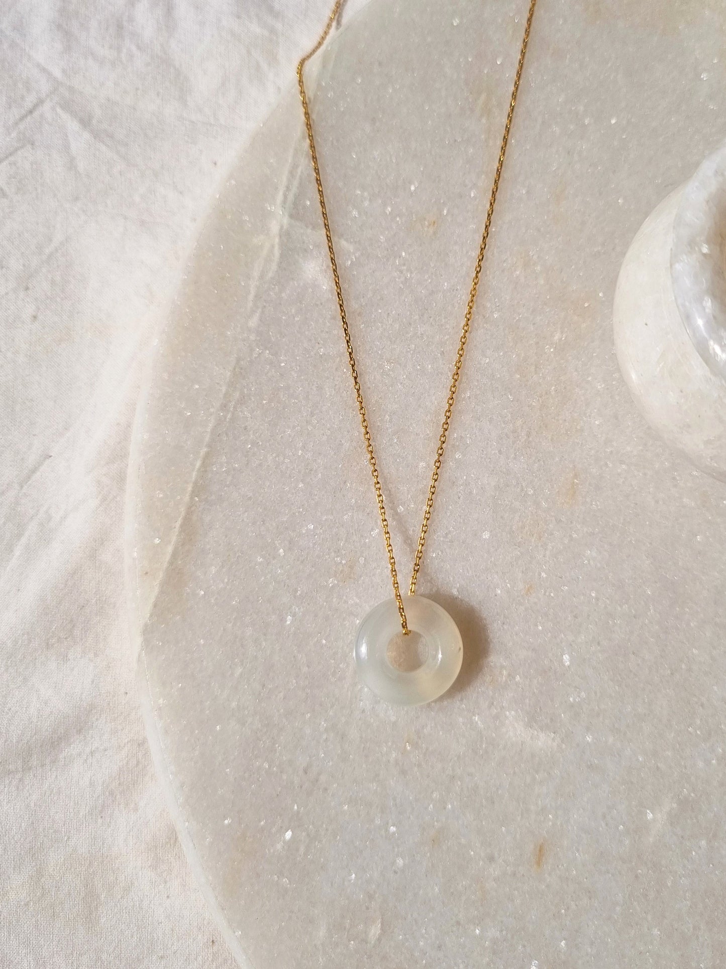 svan - White Moonstone Donut Pendant