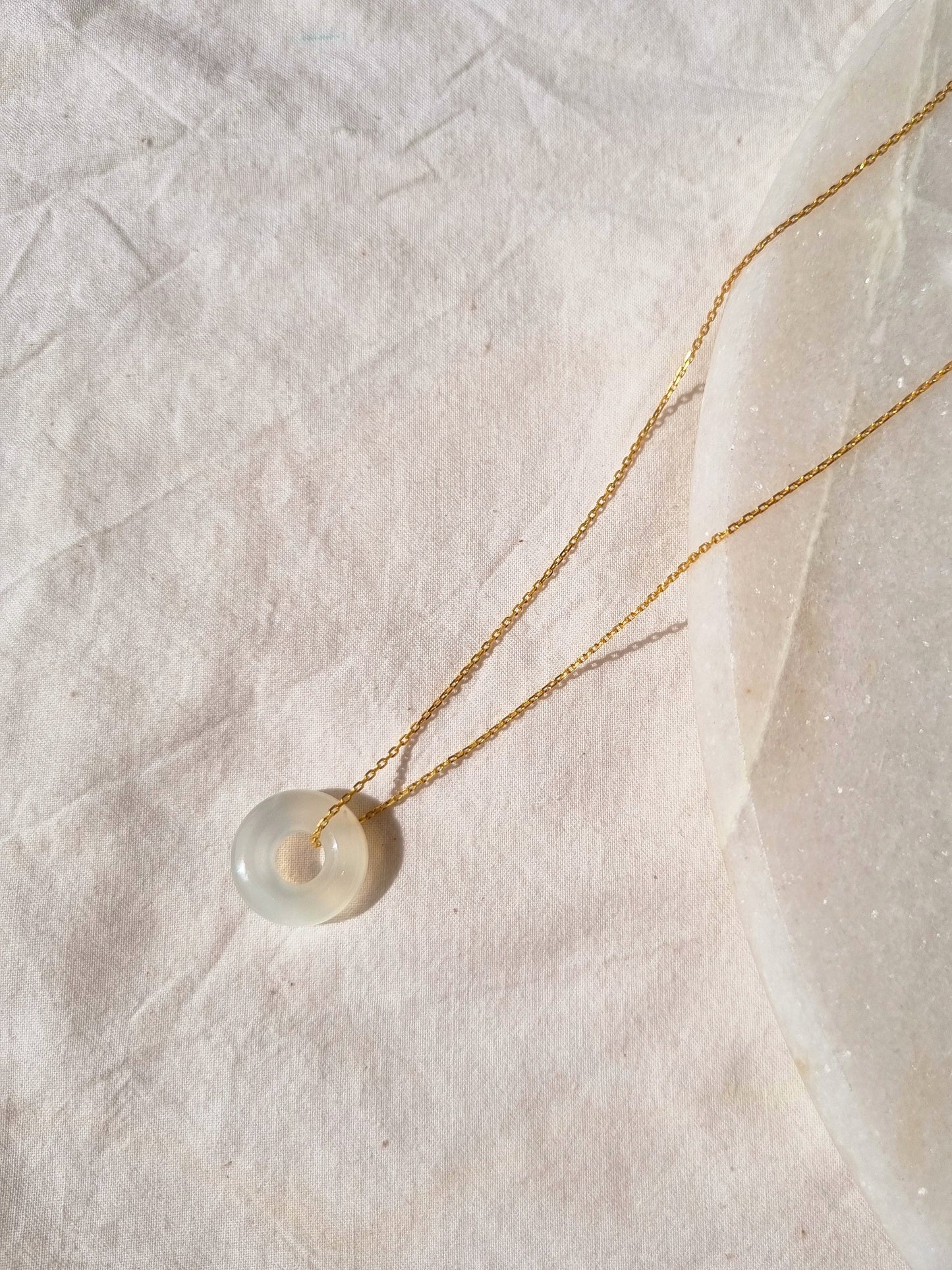 svan - White Moonstone Donut Pendant