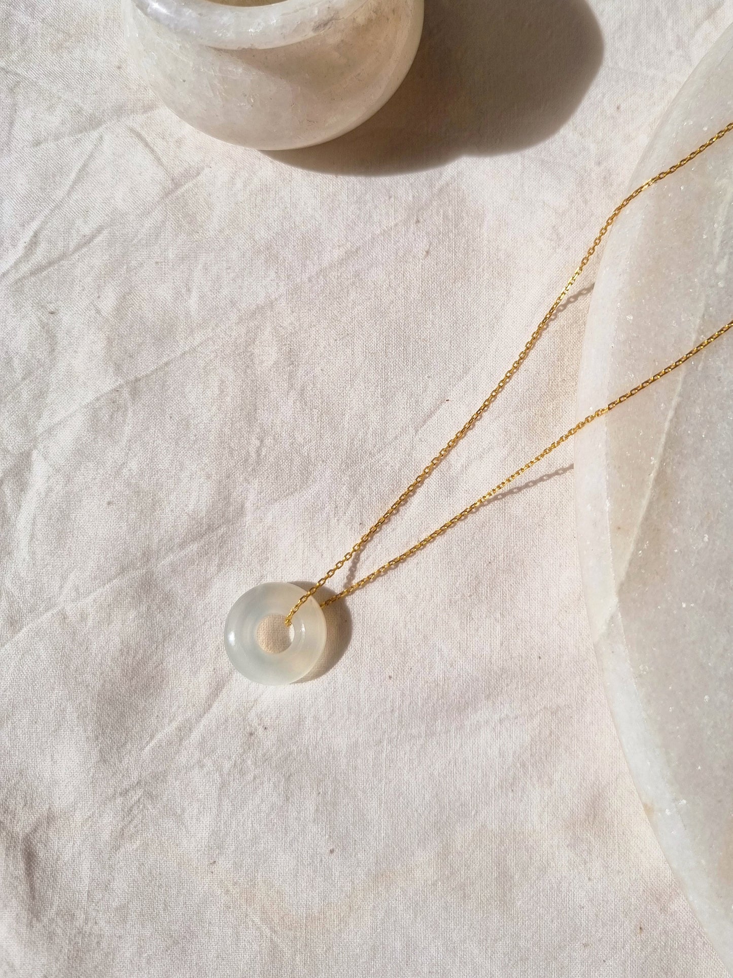 svan - White Moonstone Donut Pendant