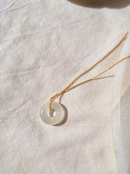 svan - White Moonstone Donut Pendant