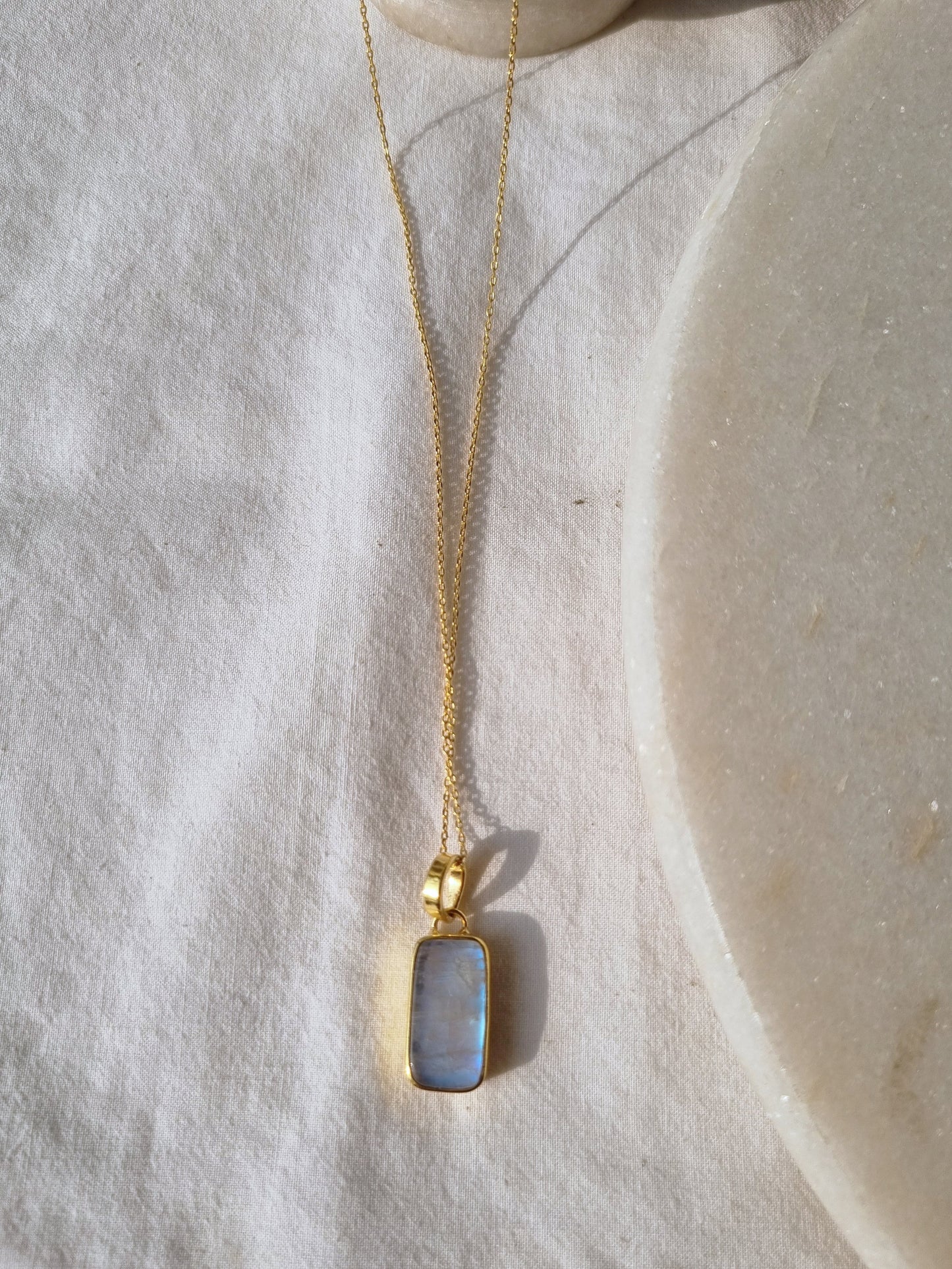 boxy - Rainbow Moonstone Pendant