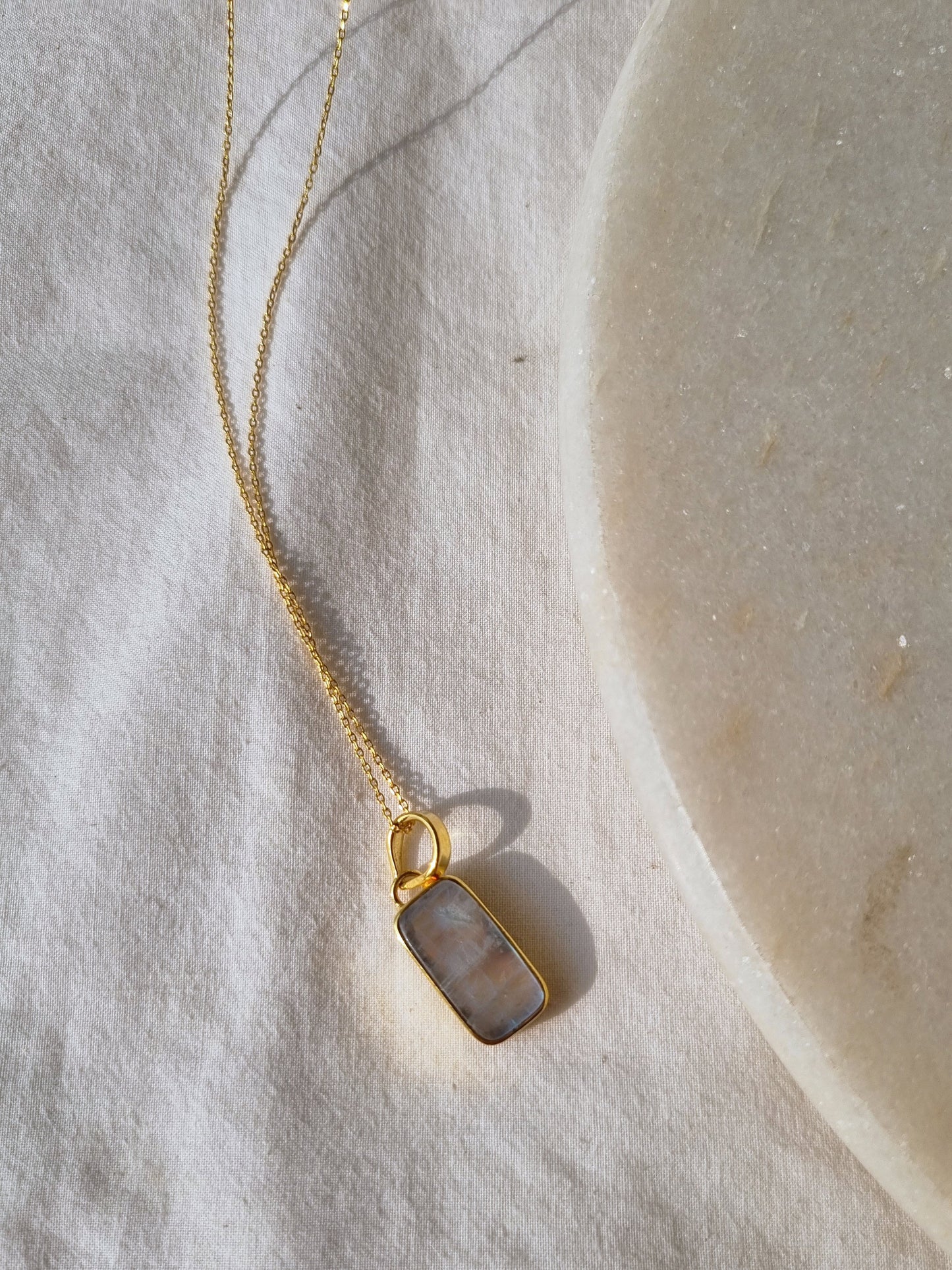 boxy - Rainbow Moonstone Pendant
