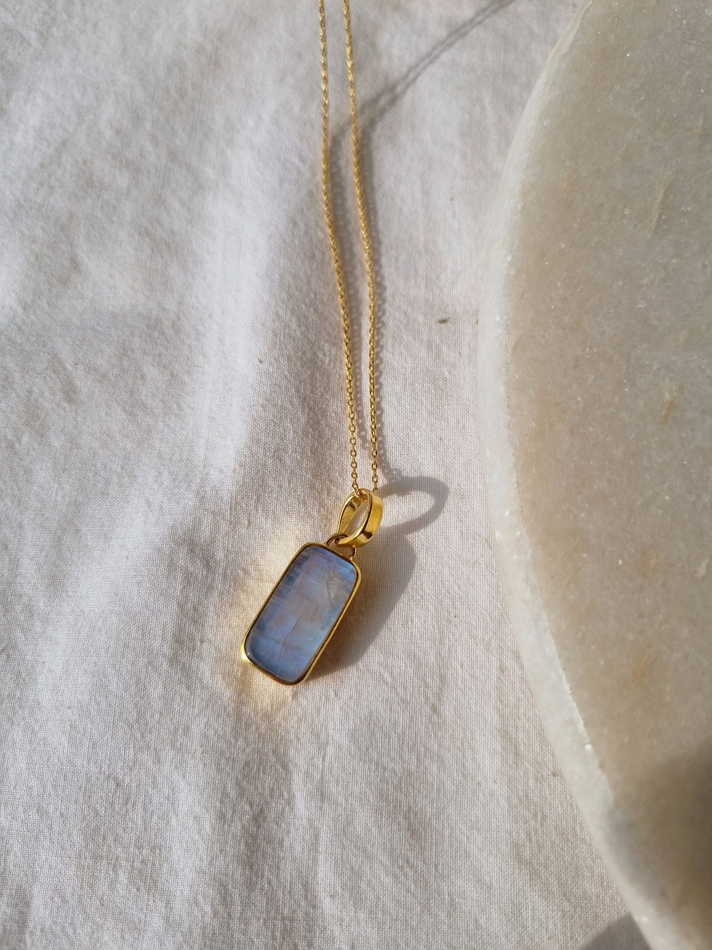 boxy - Rainbow Moonstone Pendant