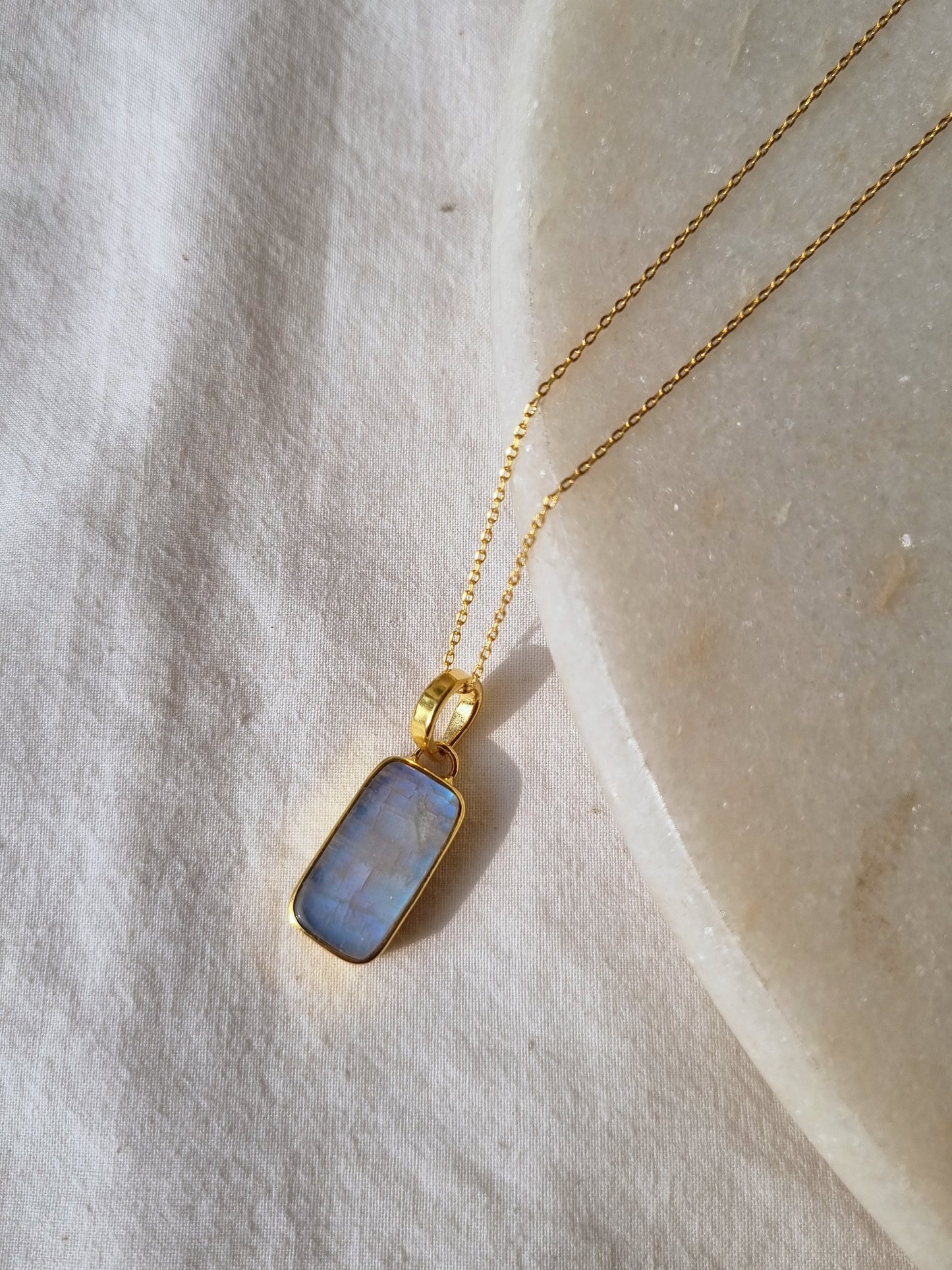 boxy - Rainbow Moonstone Pendant
