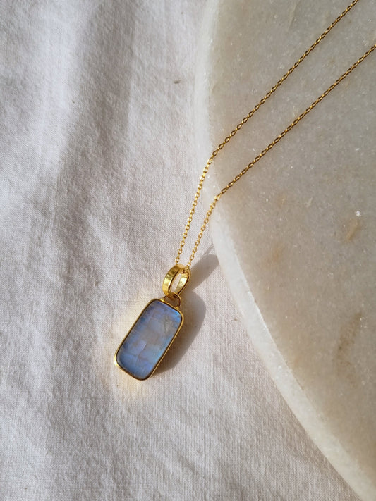 boxy - Rainbow Moonstone Pendant