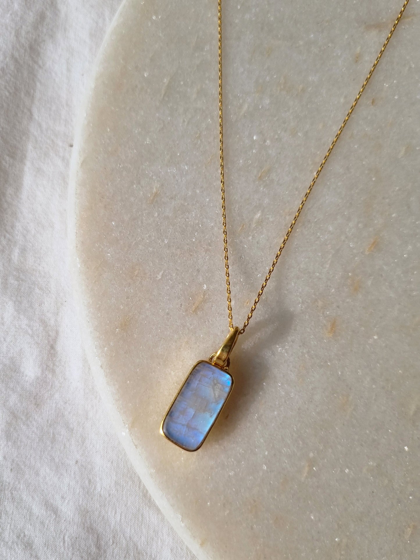 boxy - Rainbow Moonstone Pendant
