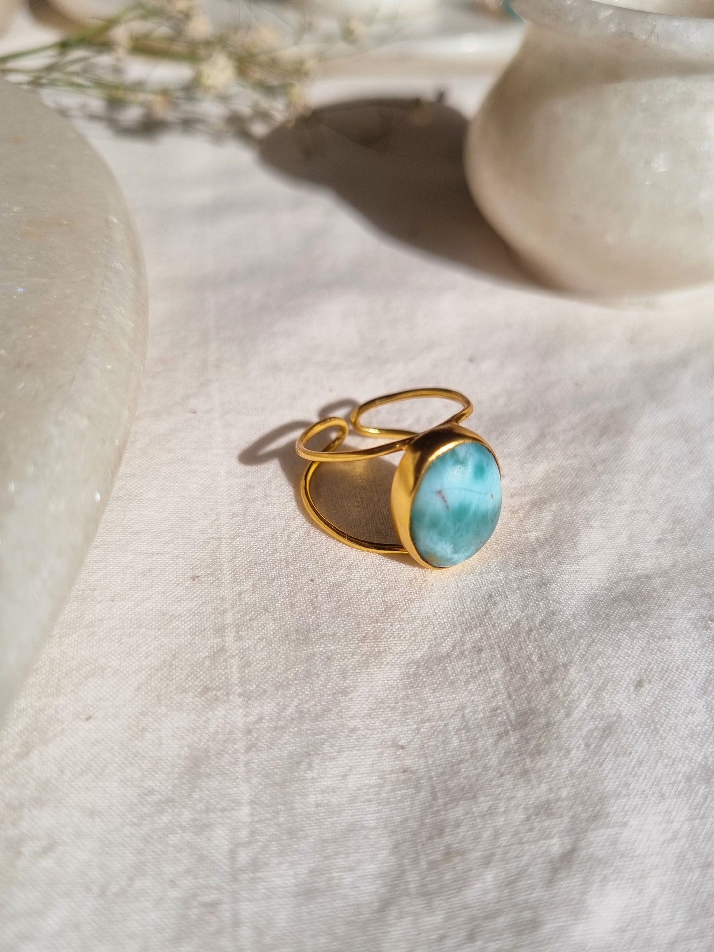 vartha - Larimar Olivia Ring