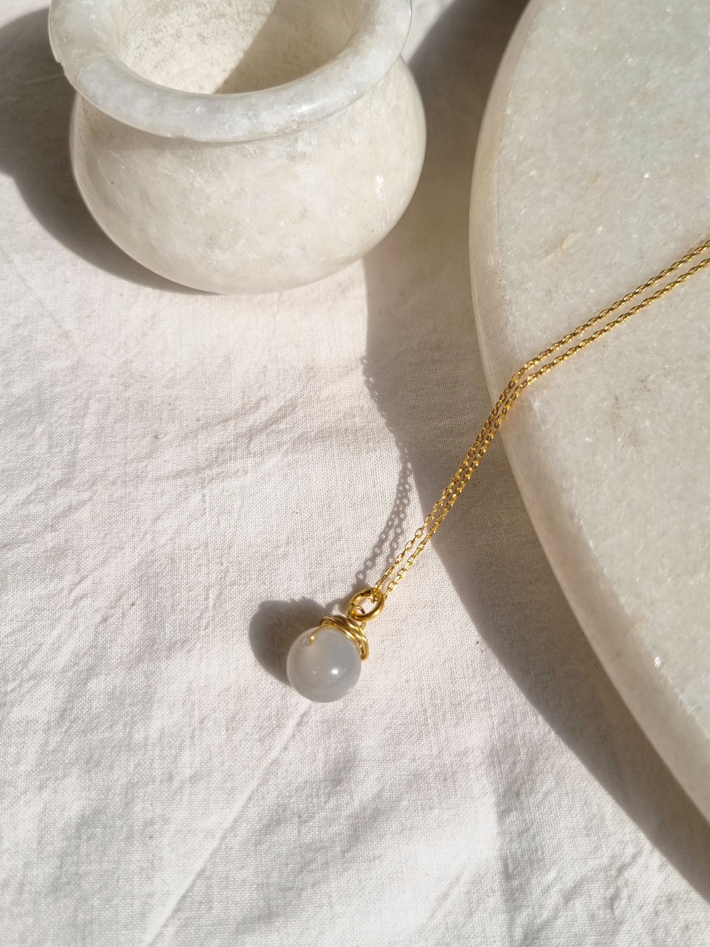 bija - Grey Moonstone Round Pendant
