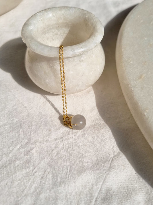 bija - Grey Moonstone Round Pendant