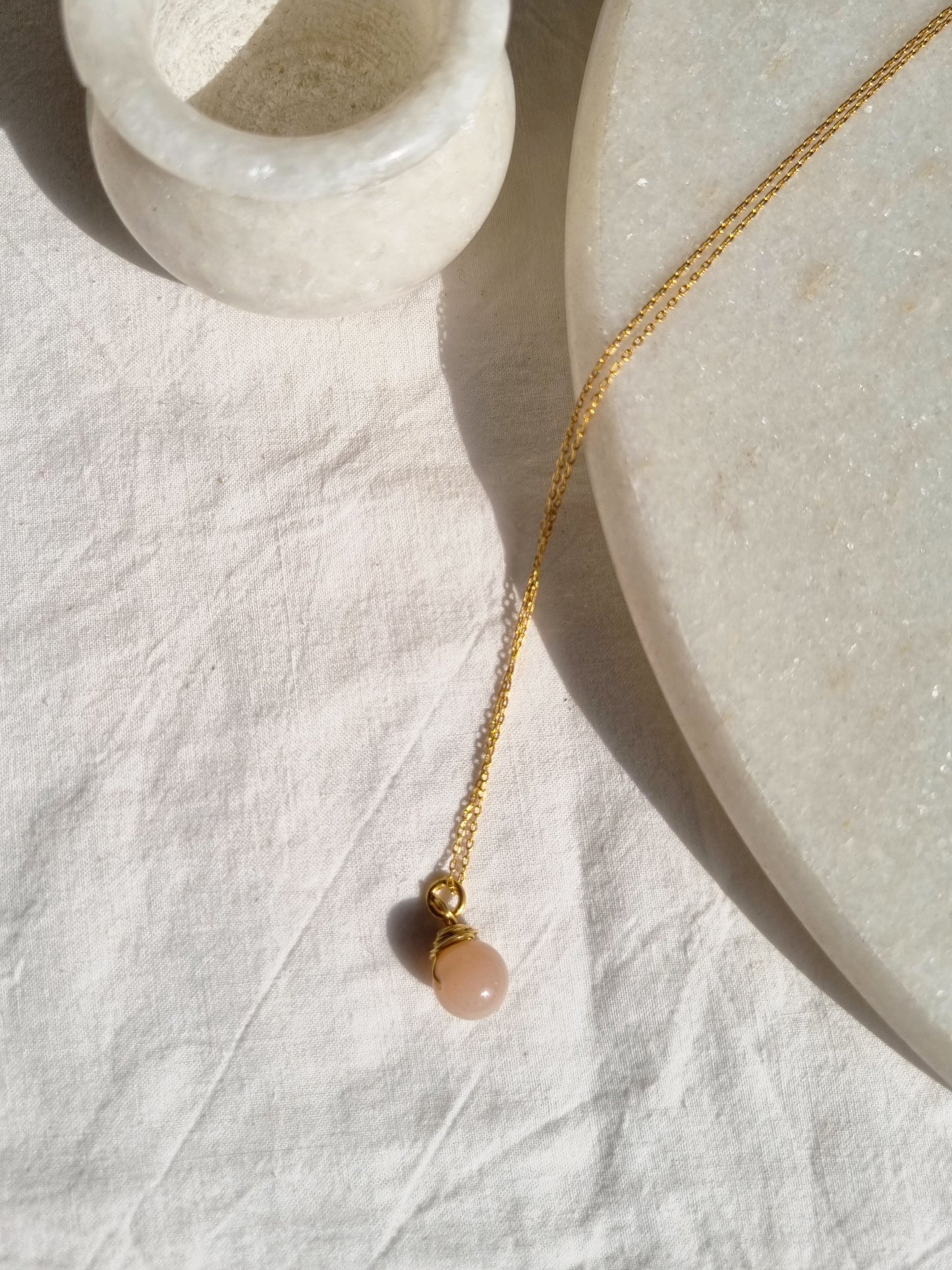 bija - Peach Moonstone Round Pendant