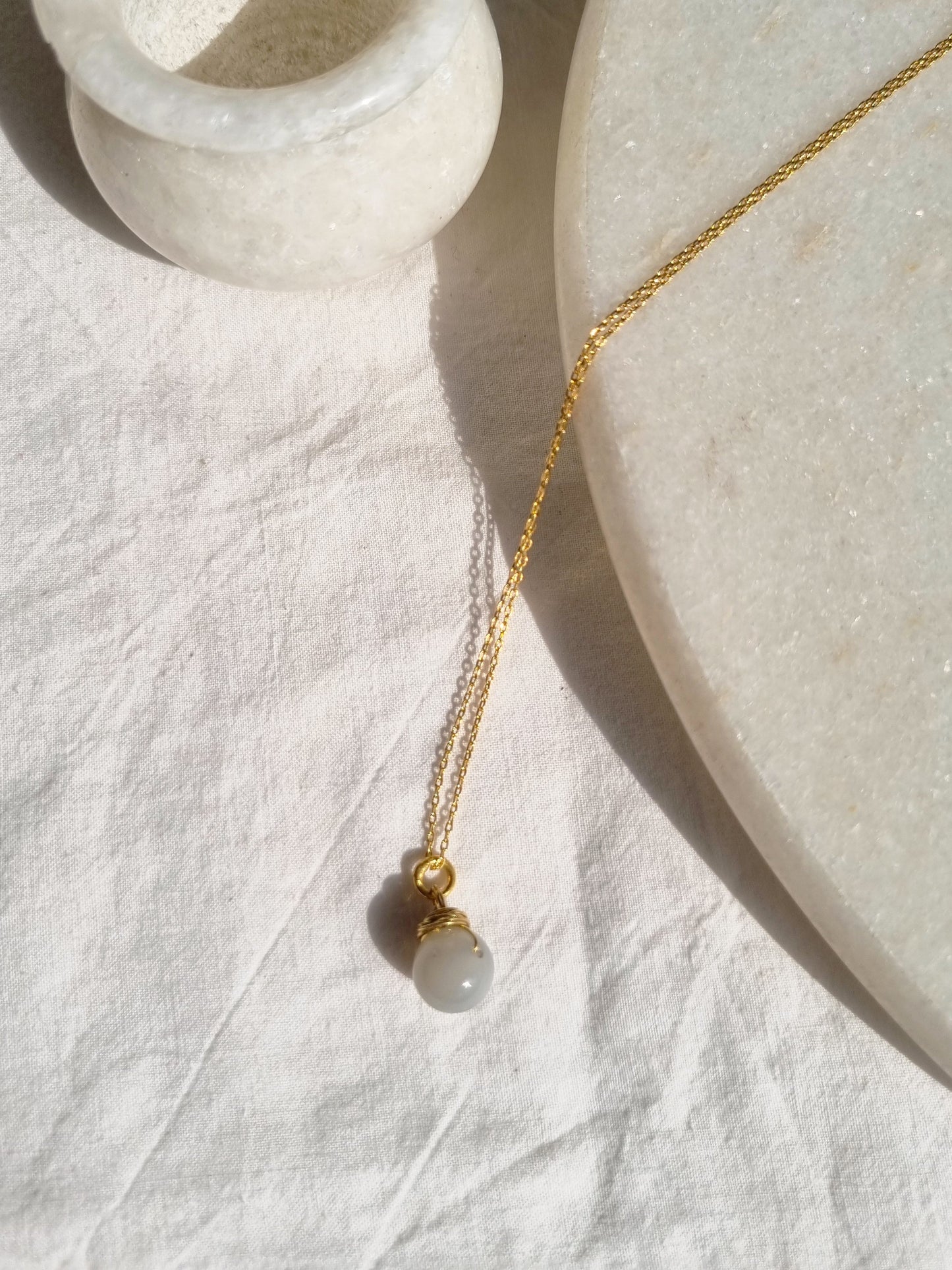 bija - Grey Moonstone Round Pendant