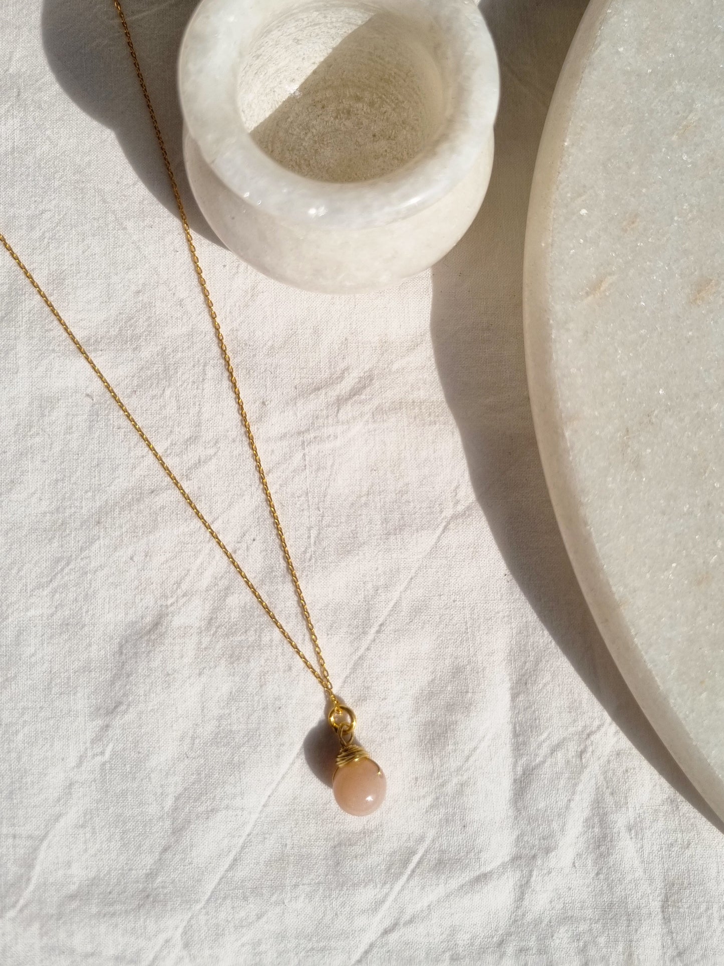 bija - Peach Moonstone Round Pendant