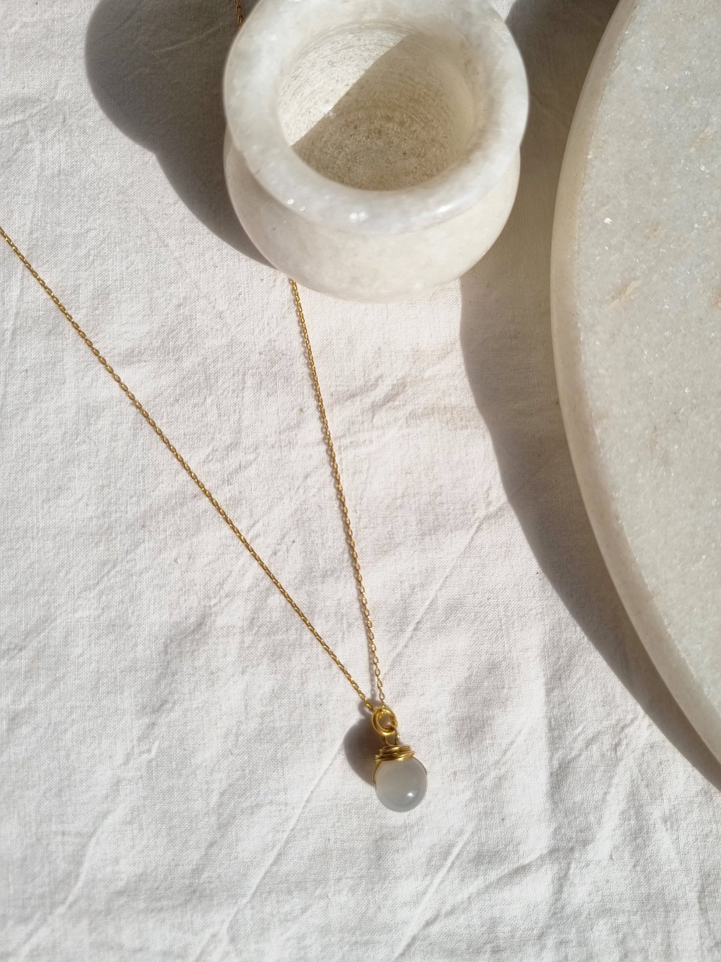 bija - Grey Moonstone Round Pendant