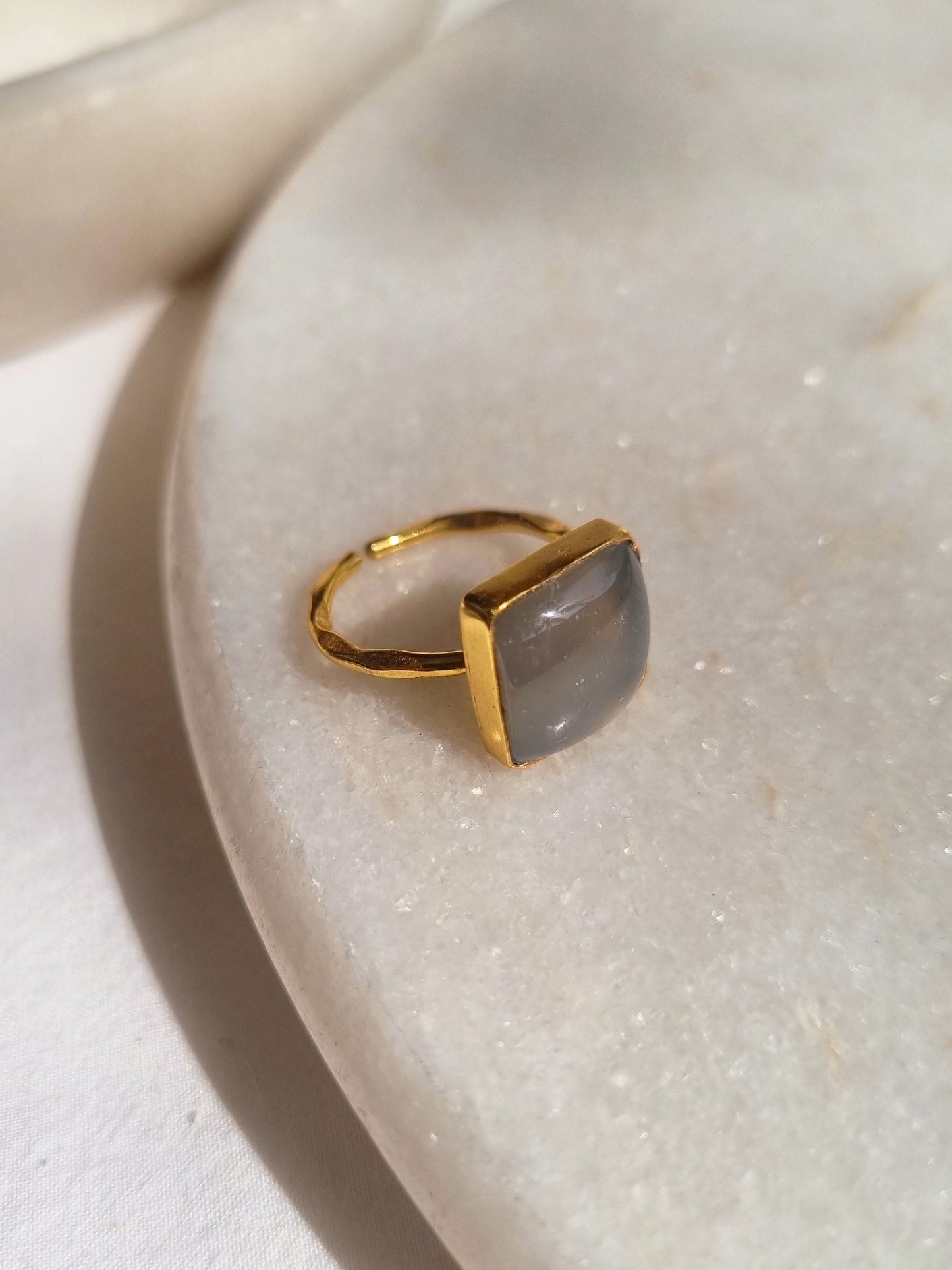 vasa - Grey Moonstone Helix Ring